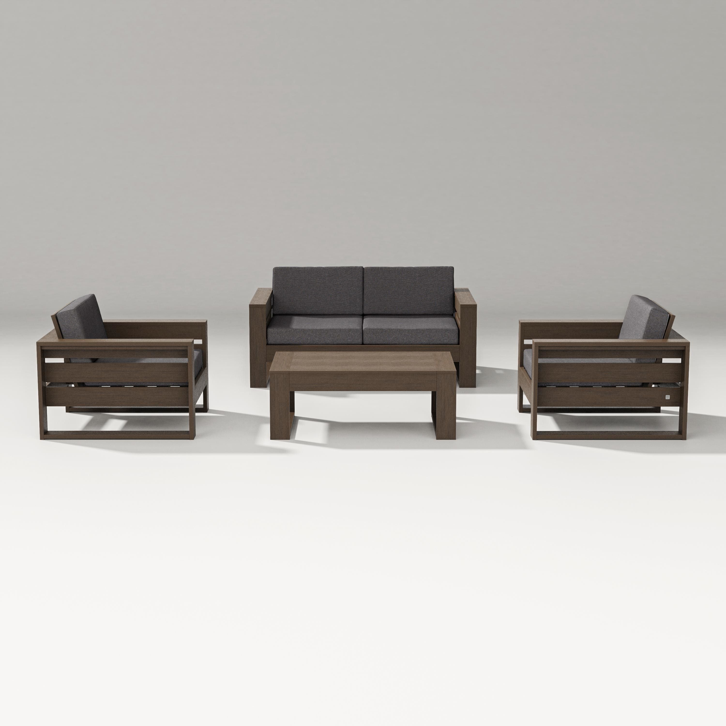 PW Designer Series Latitude 4-Piece Lounge Loveseat Set in Kona / Ash Charcoal