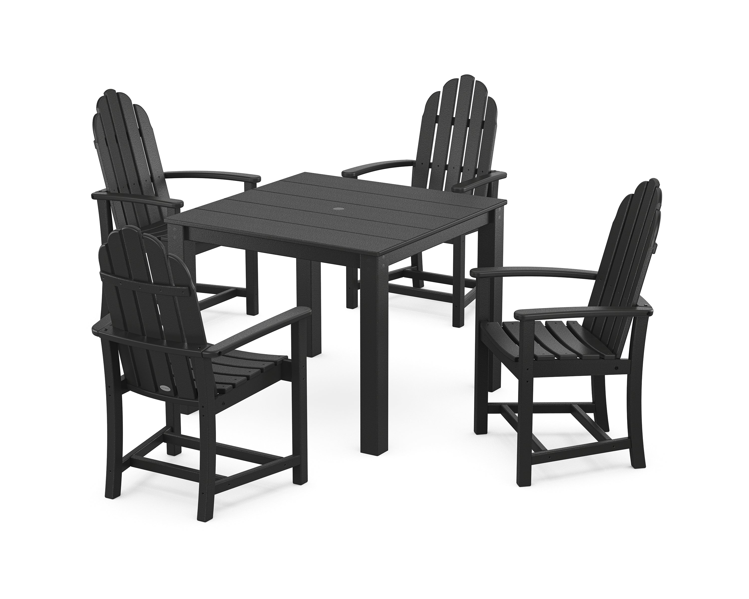 POLYWOOD Classic Adirondack 5-Piece Parsons Dining Set in Black