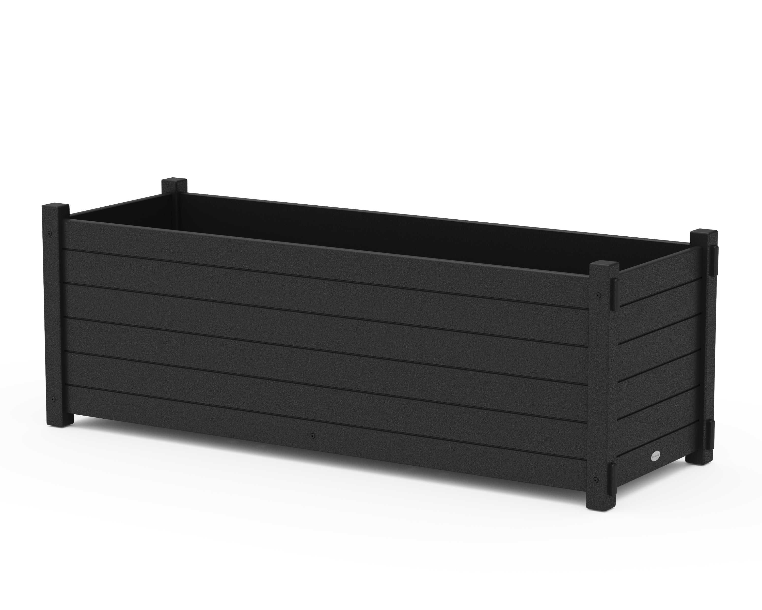 POLYWOOD Nautical Large Rectangle Triple Planter Box in Black