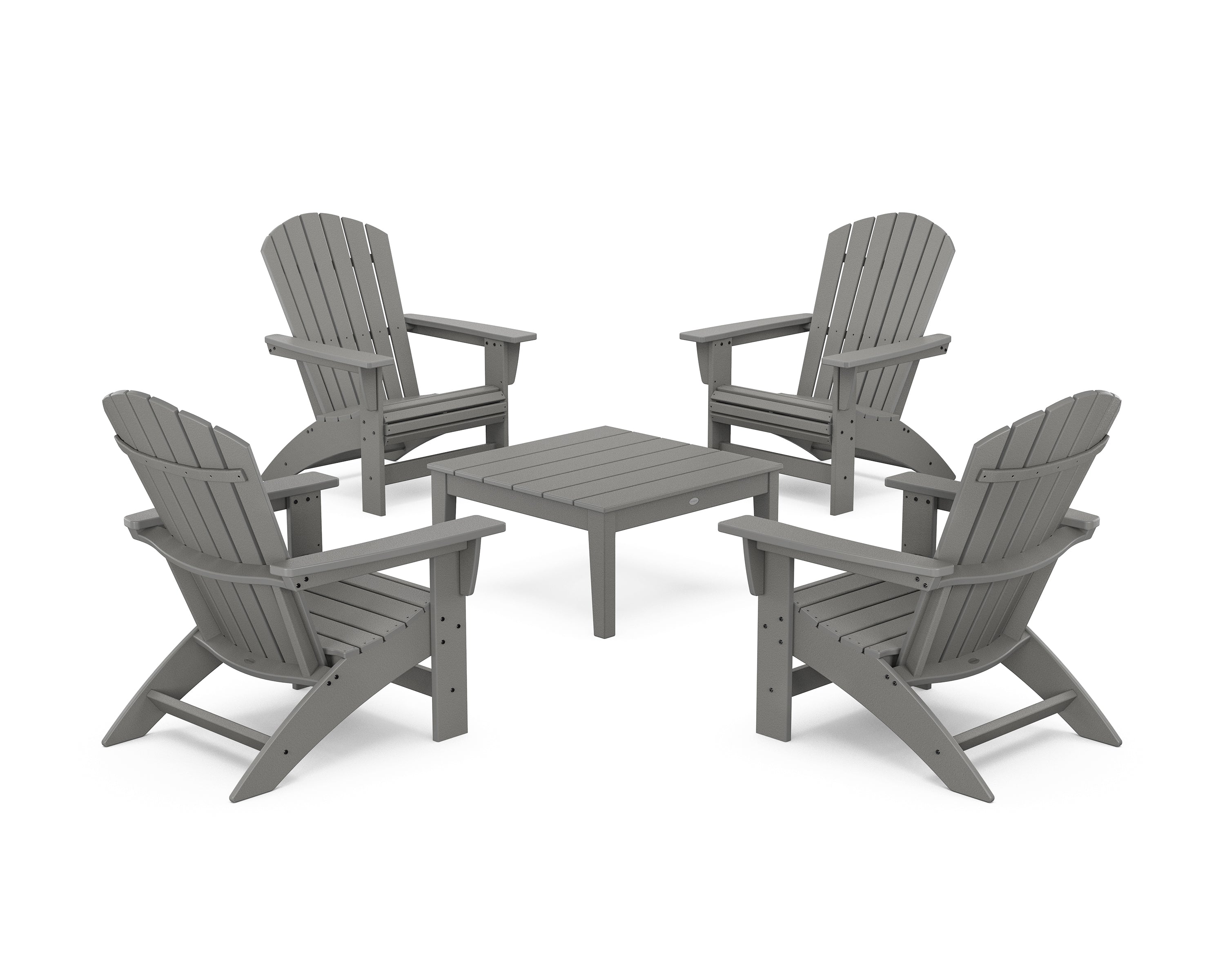 POLYWOOD 5-Piece Nautical Grand Adirondack Chair Conversation Group in Slate Grey