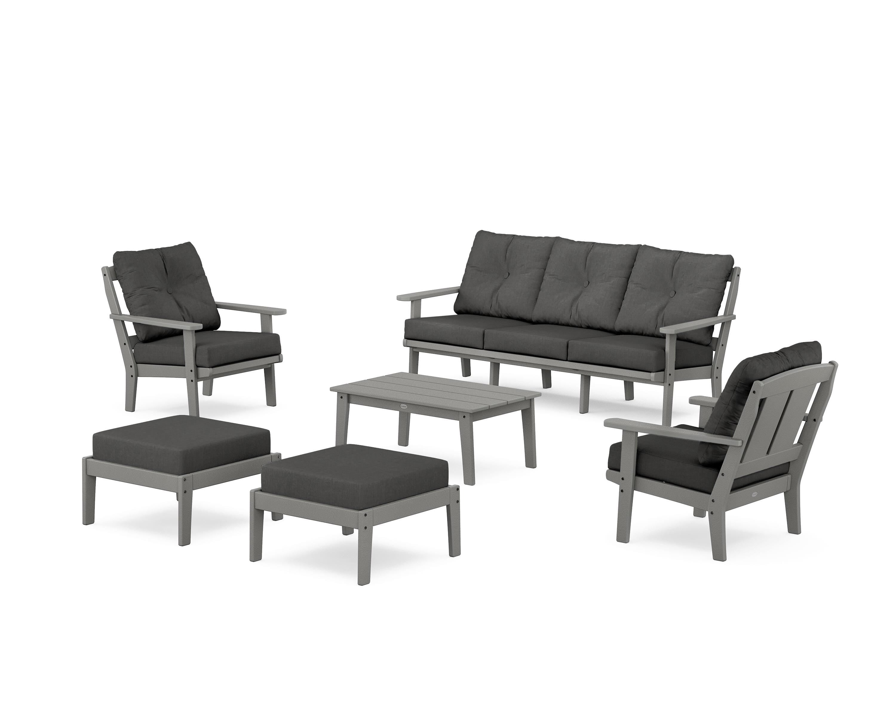 POLYWOOD Mission 6-Piece Lounge Sofa Set in Slate Grey / Spectrum Carbon