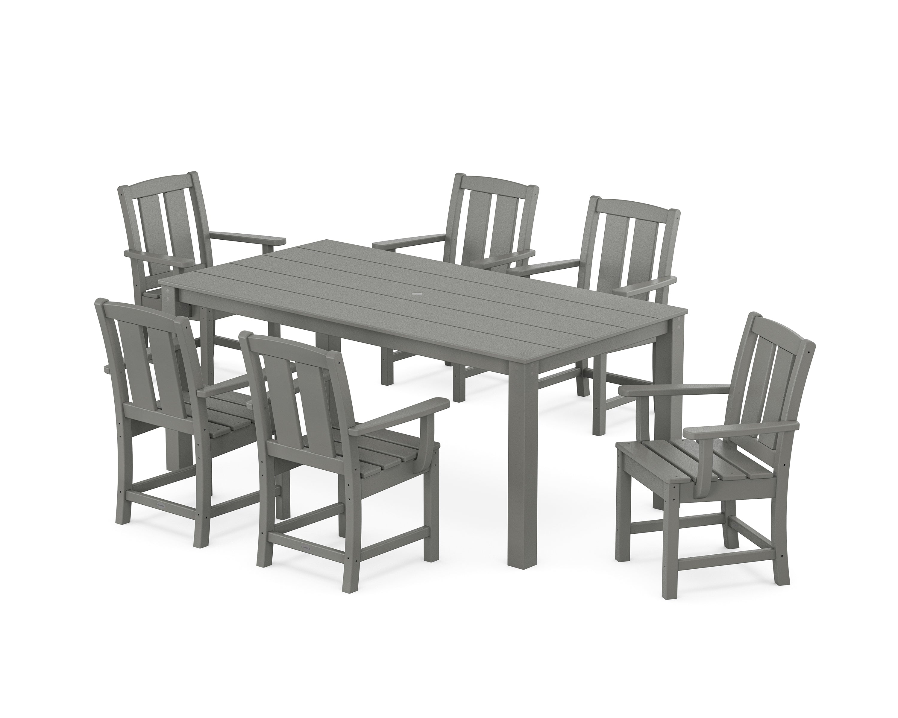POLYWOOD Mission Arm Chair 7-Piece Parsons Dining Set in Slate Grey
