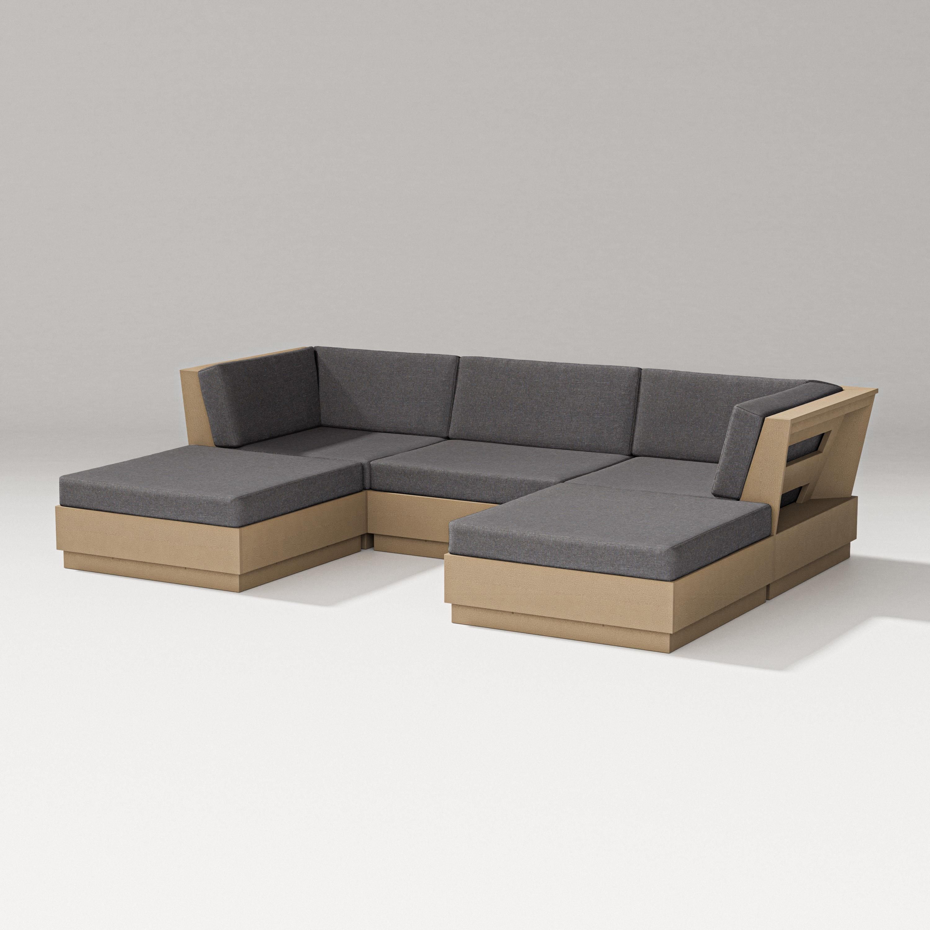 PW Designer Series Elevate Double Chaise Sectional in Vintage Sahara / Ash Charcoal