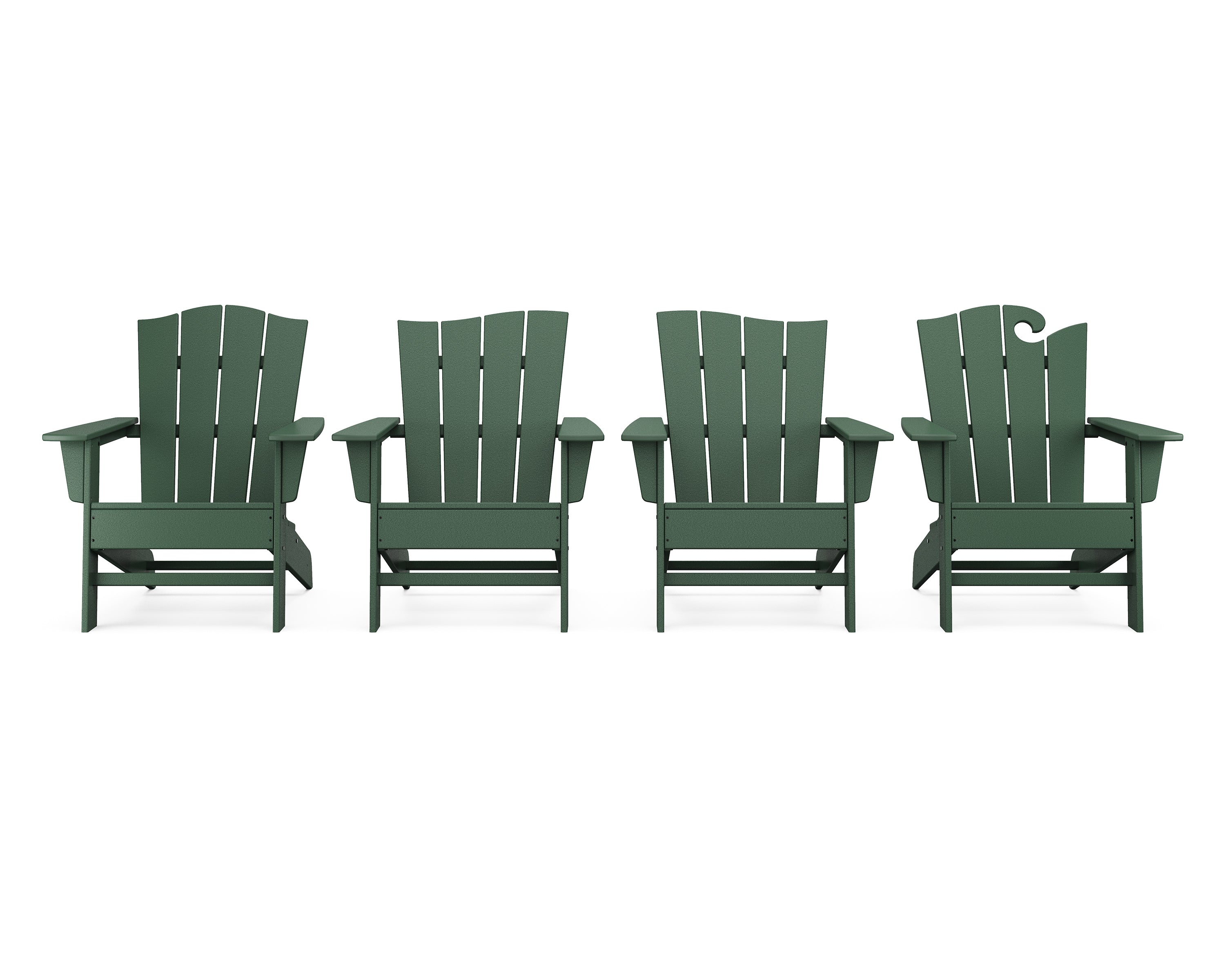 POLYWOOD® Wave Collection 4-Piece Adirondack Chair Set in Green