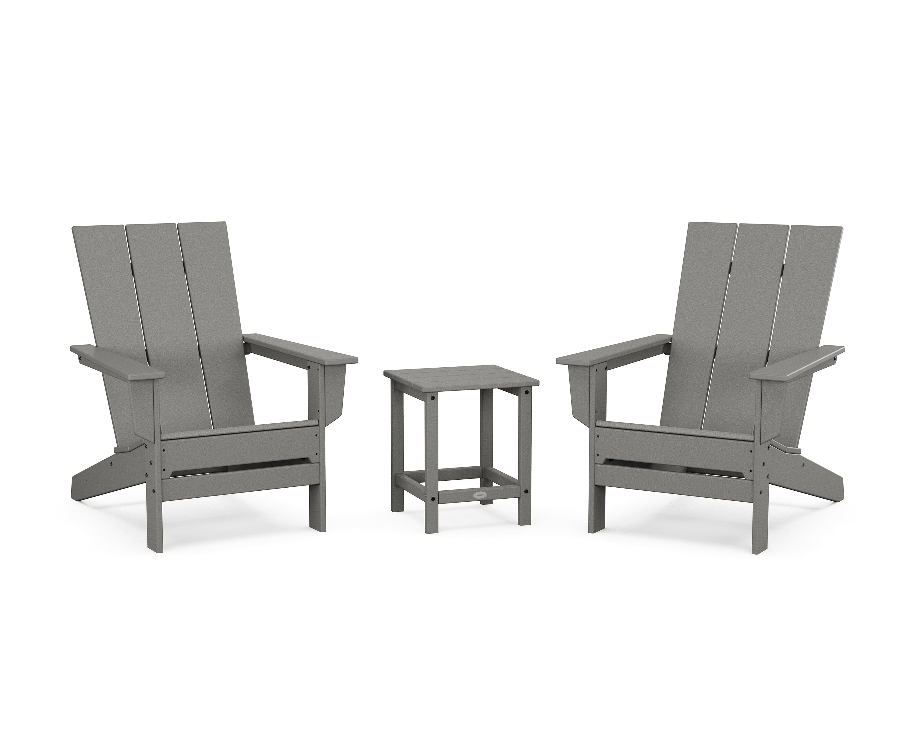 POLYWOOD 3-Piece Modern Studio Adirondack Set in Slate Grey