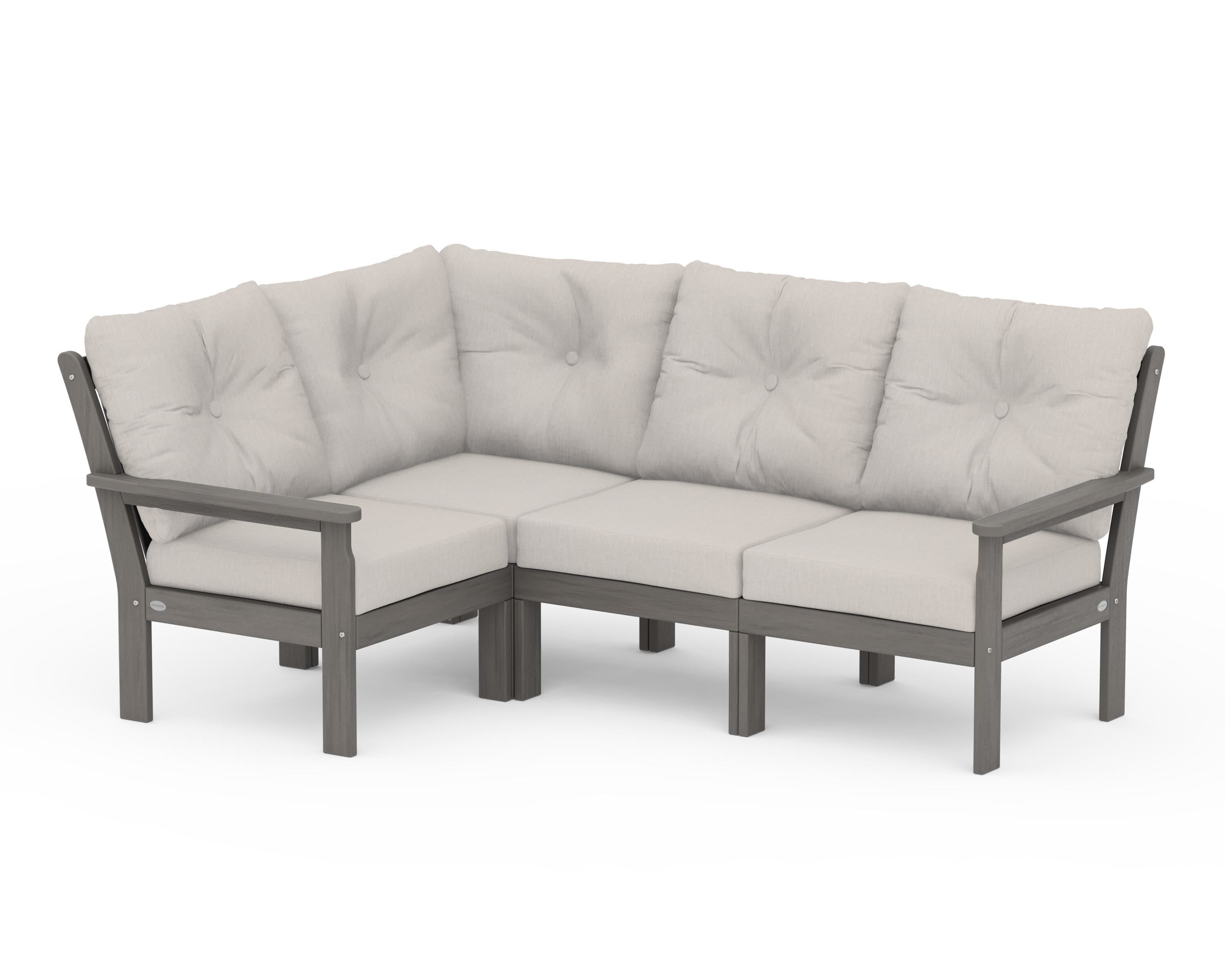 POLYWOOD Vineyard 4-Piece Sectional in Driftwood / Cast Ash