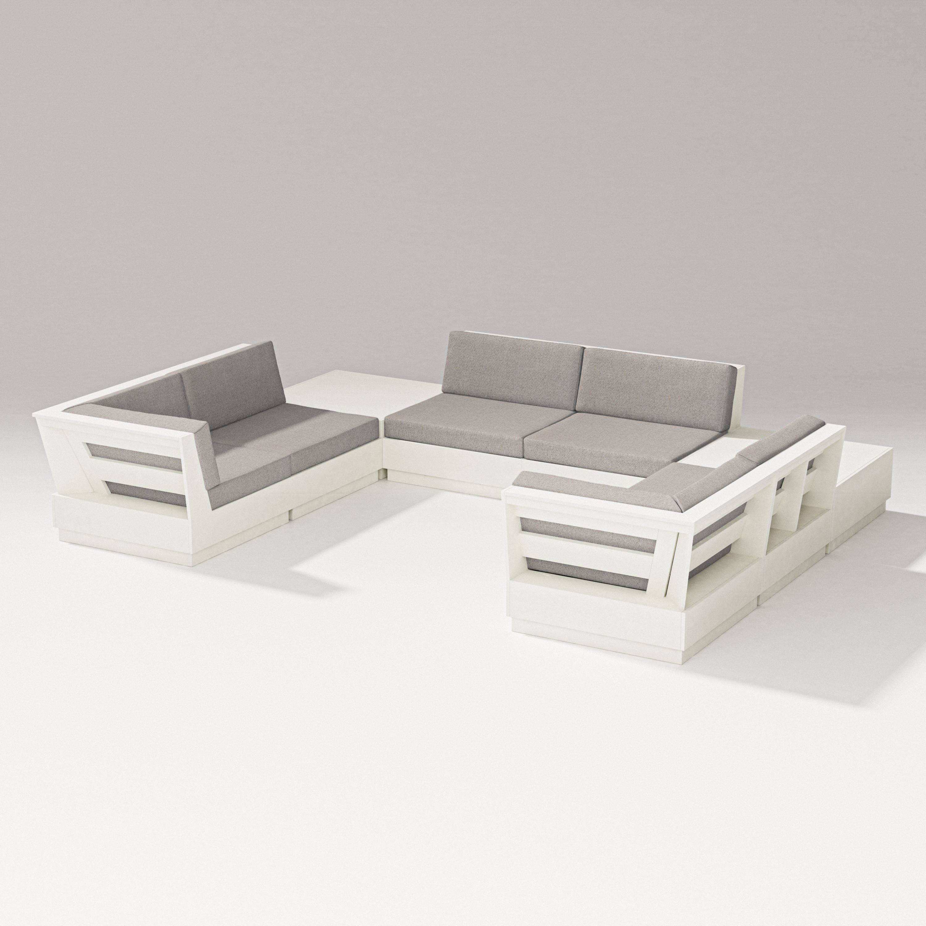 PW Designer Series Elevate 8-Piece U-Shaped Sectional in Vintage White / Weathered Tweed