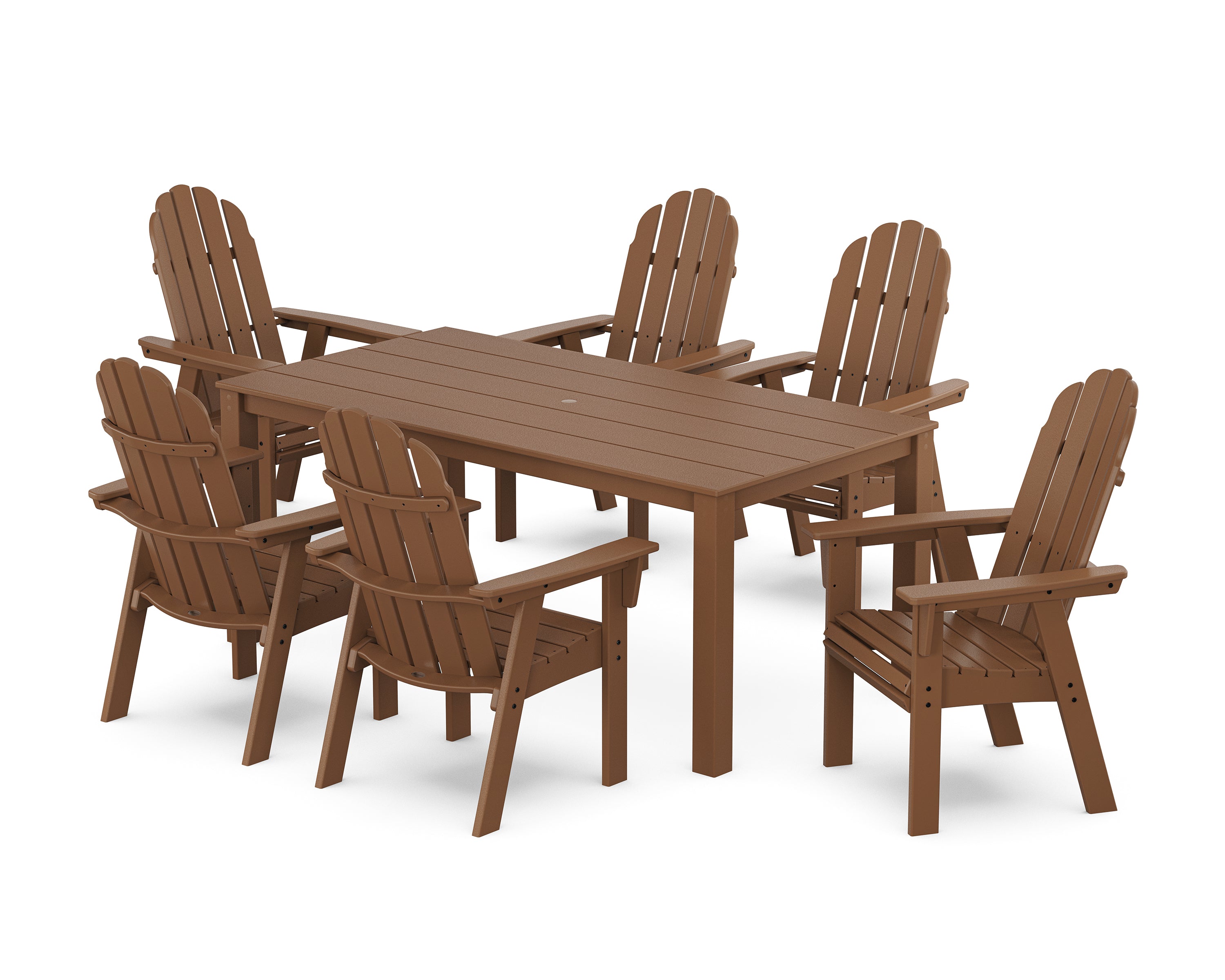 POLYWOOD Vineyard Curveback Adirondack 7-Piece Parsons Dining Set in Teak