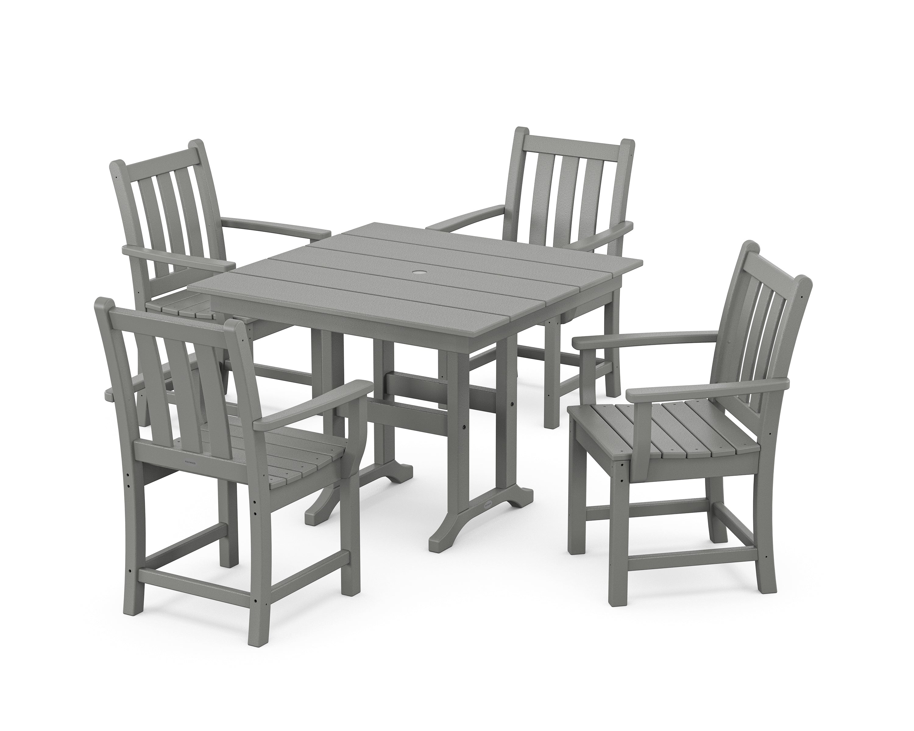 POLYWOOD Traditional Garden 5-Piece Farmhouse Dining Set in Slate Grey