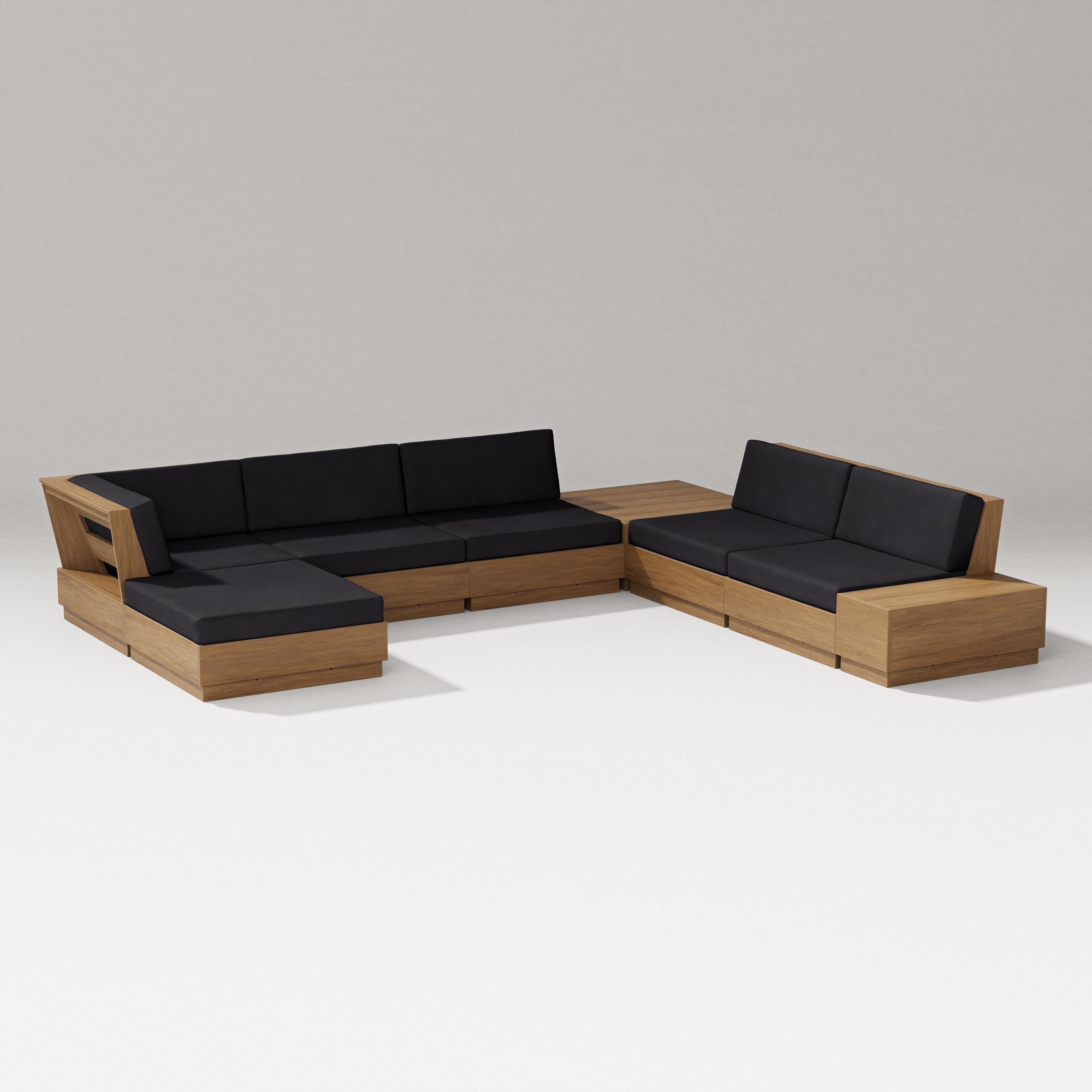 PW Designer Series Elevate 8-Piece Corner Sectional in Natural / Midnight Linen