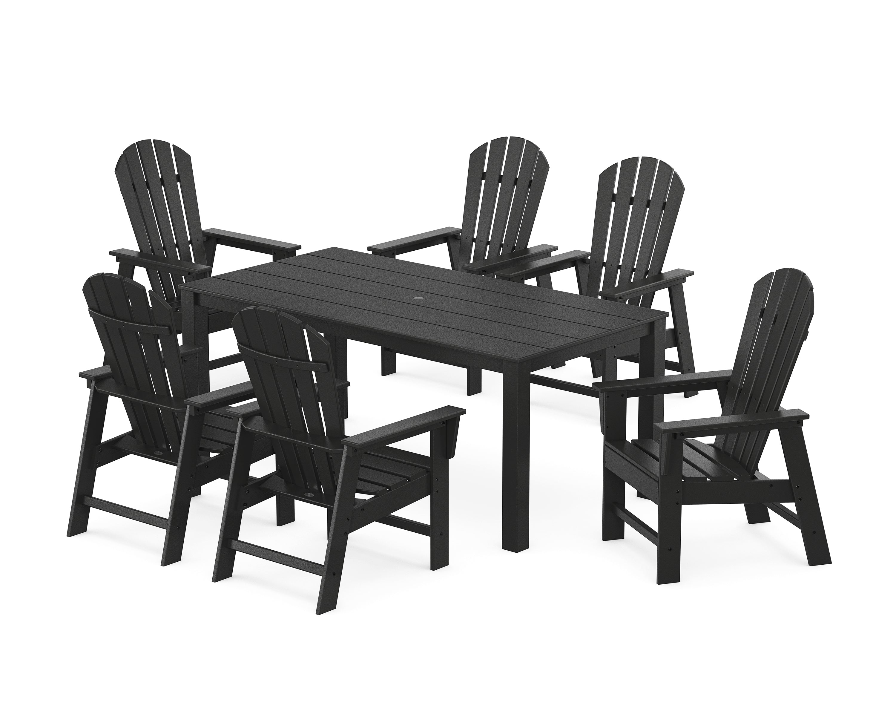 POLYWOOD South Beach 7-Piece Parsons Dining Set in Black