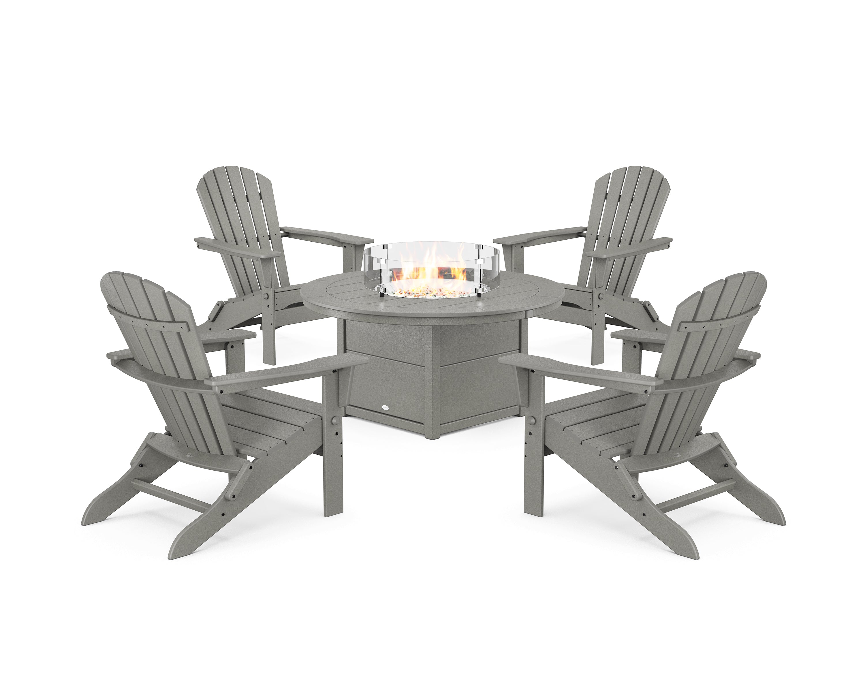 POLYWOOD South Beach 5-Piece Folding Adirondack Fire Chat Set in Slate Grey