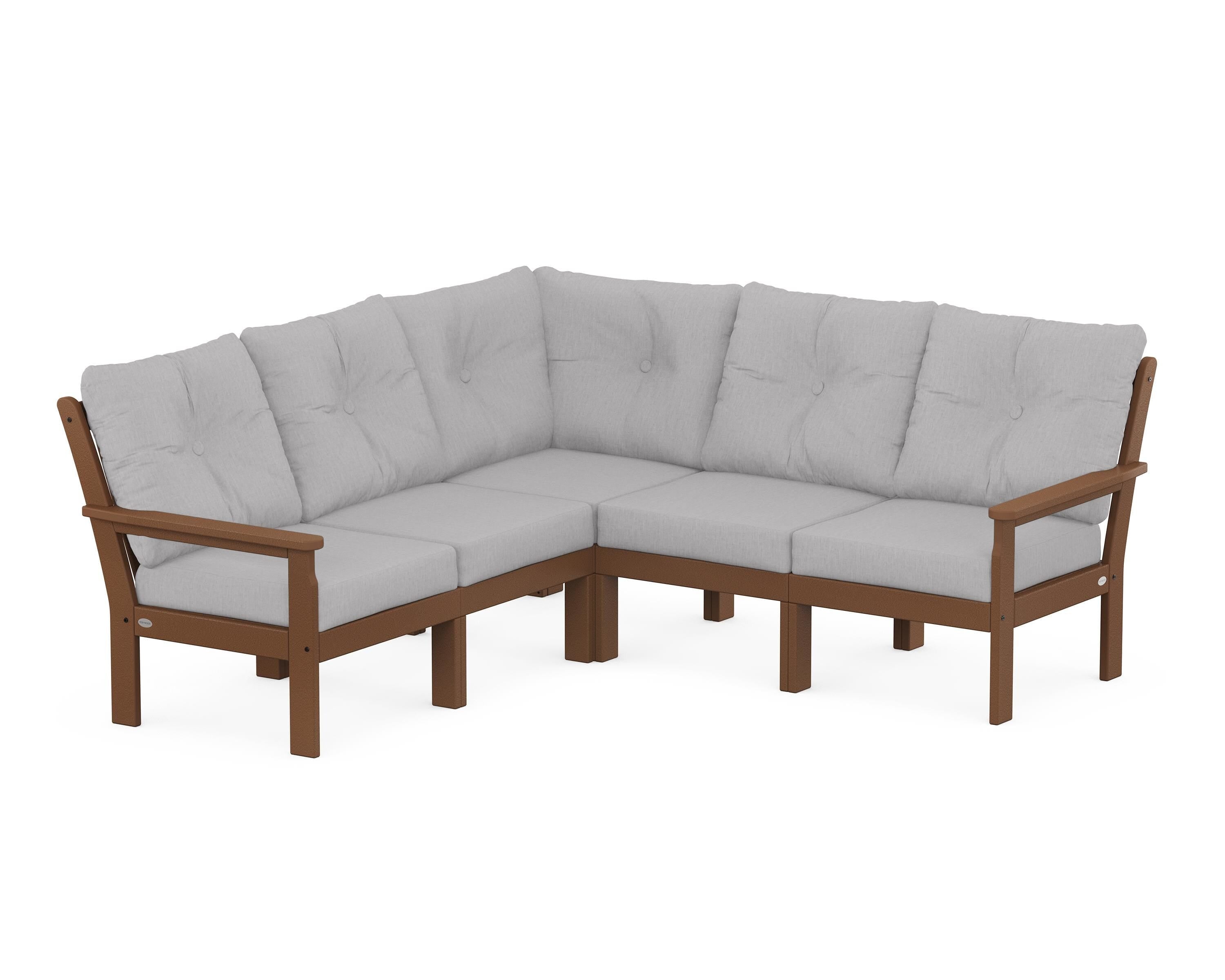 POLYWOOD Vineyard 5-Piece Sectional in Teak / Granite