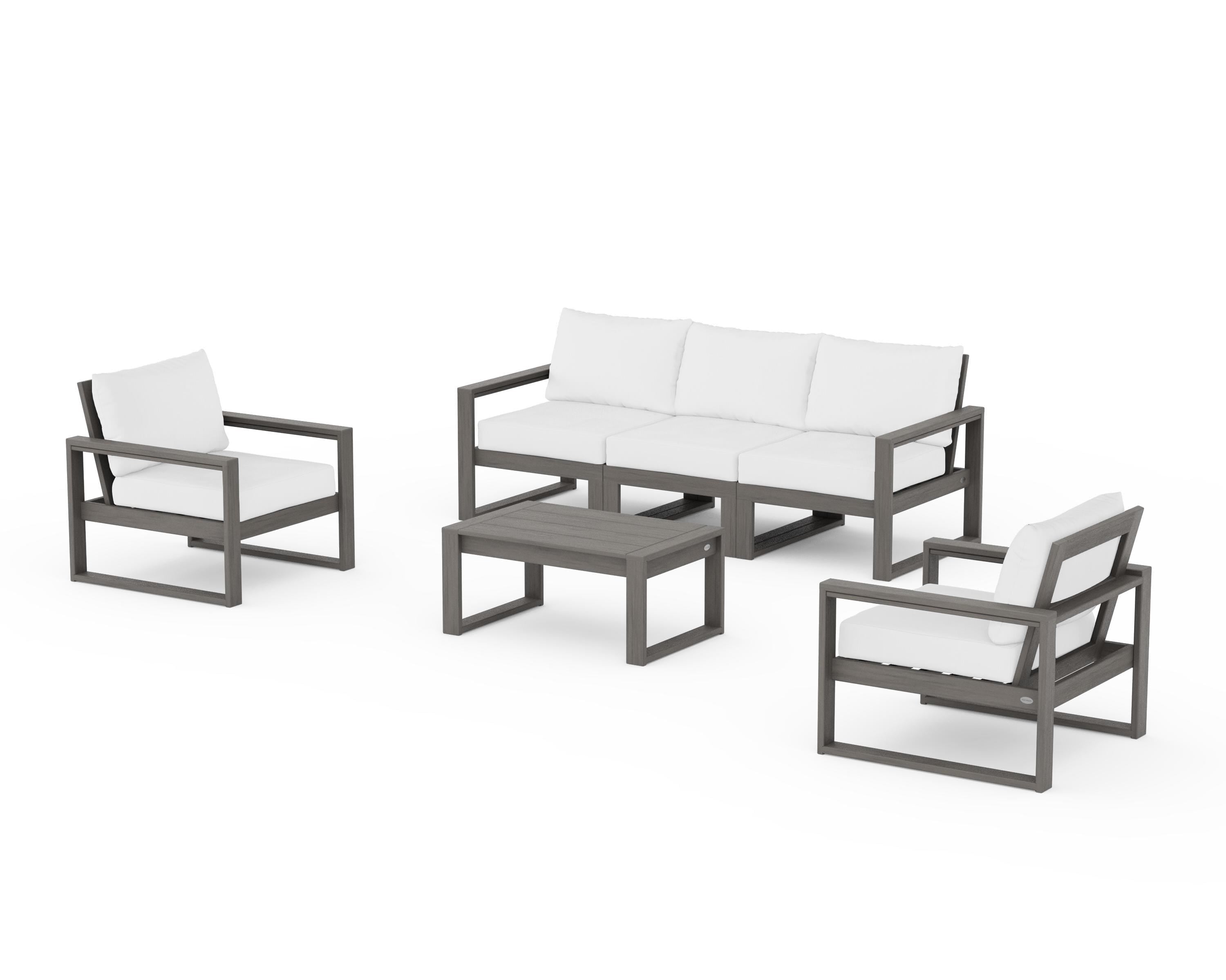 POLYWOOD EDGE Sectional 4-Piece Deep Seating Set with Sofa in Driftwood / Natural