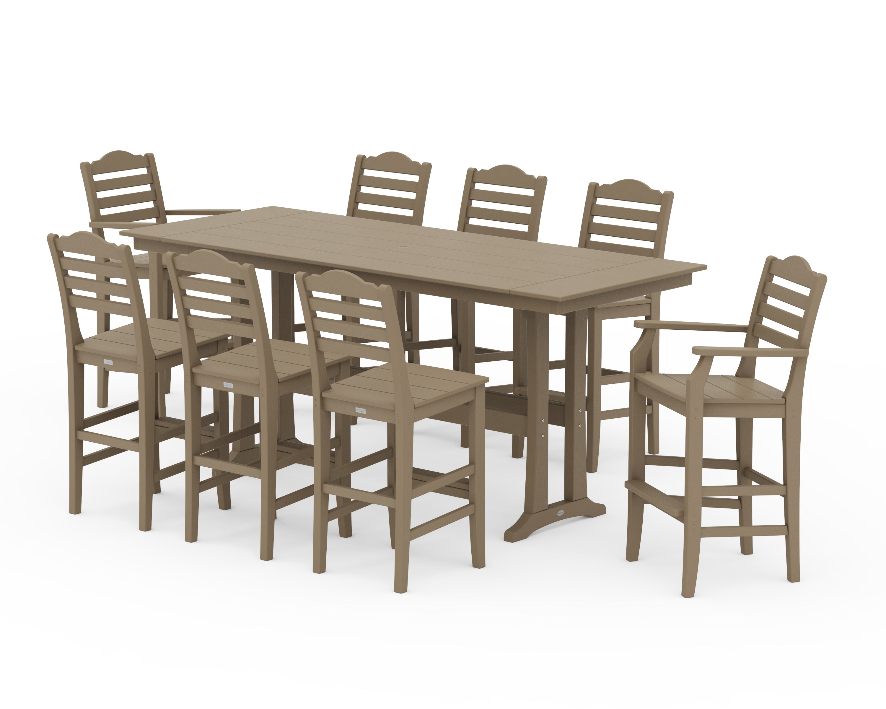 Draper James™ by POLYWOOD Savannah 9-Piece Farmhouse Bar Set with Trestle Legs in Vintage Sahara