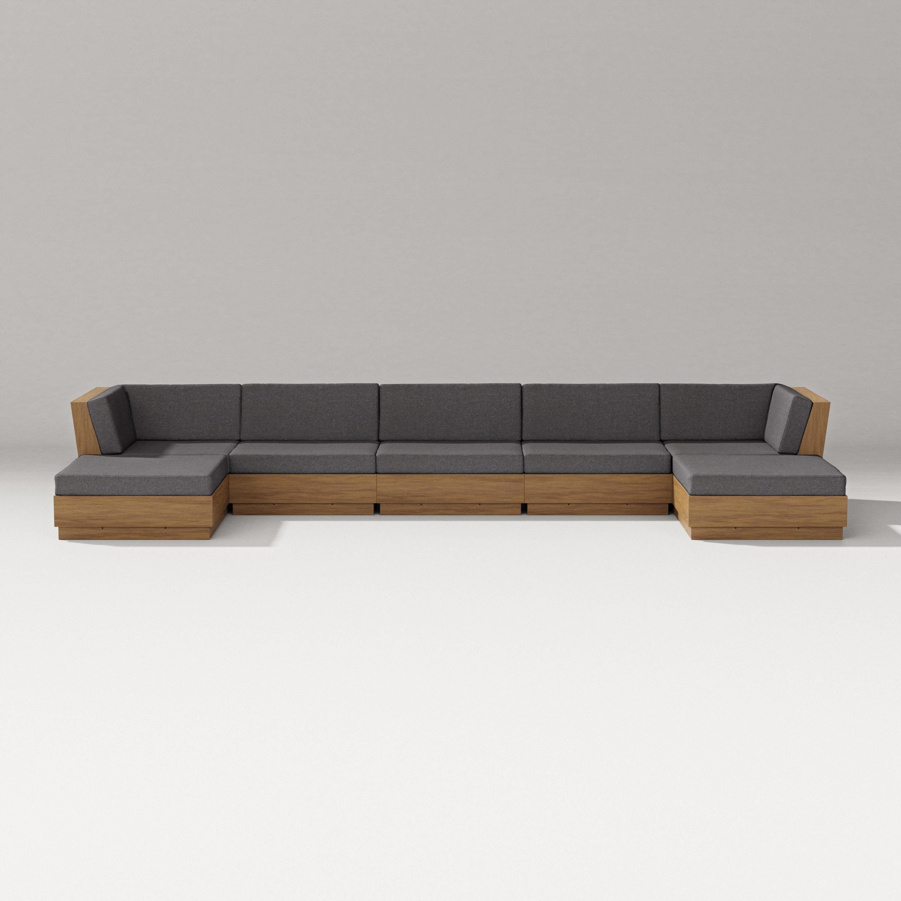 PW Designer Series Elevate 7-Piece Double Chaise Sectional in Natural / Ash Charcoal