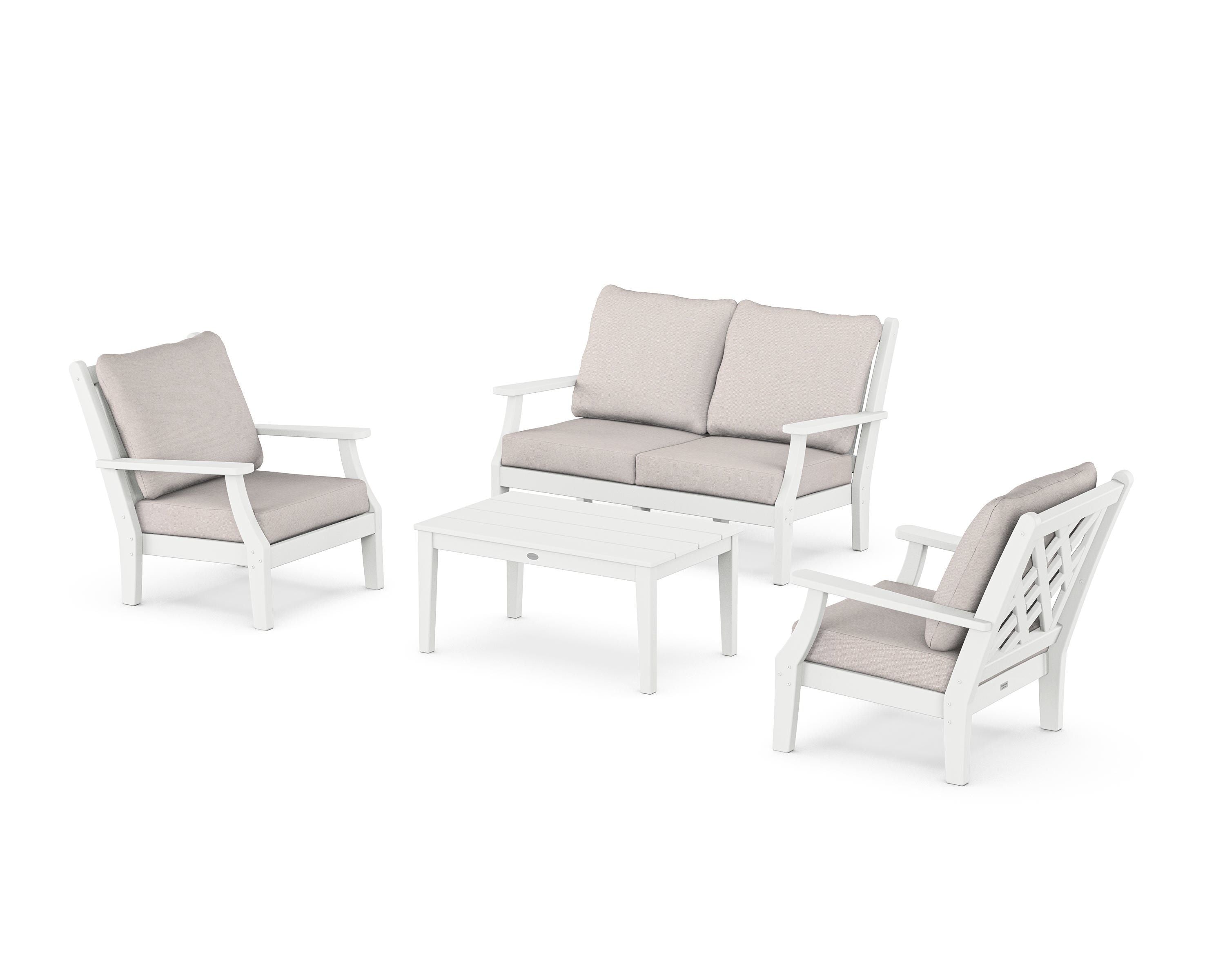 Country Living Wovendale 4-Piece Deep Seating Set with Loveseat in White / Dune Burlap