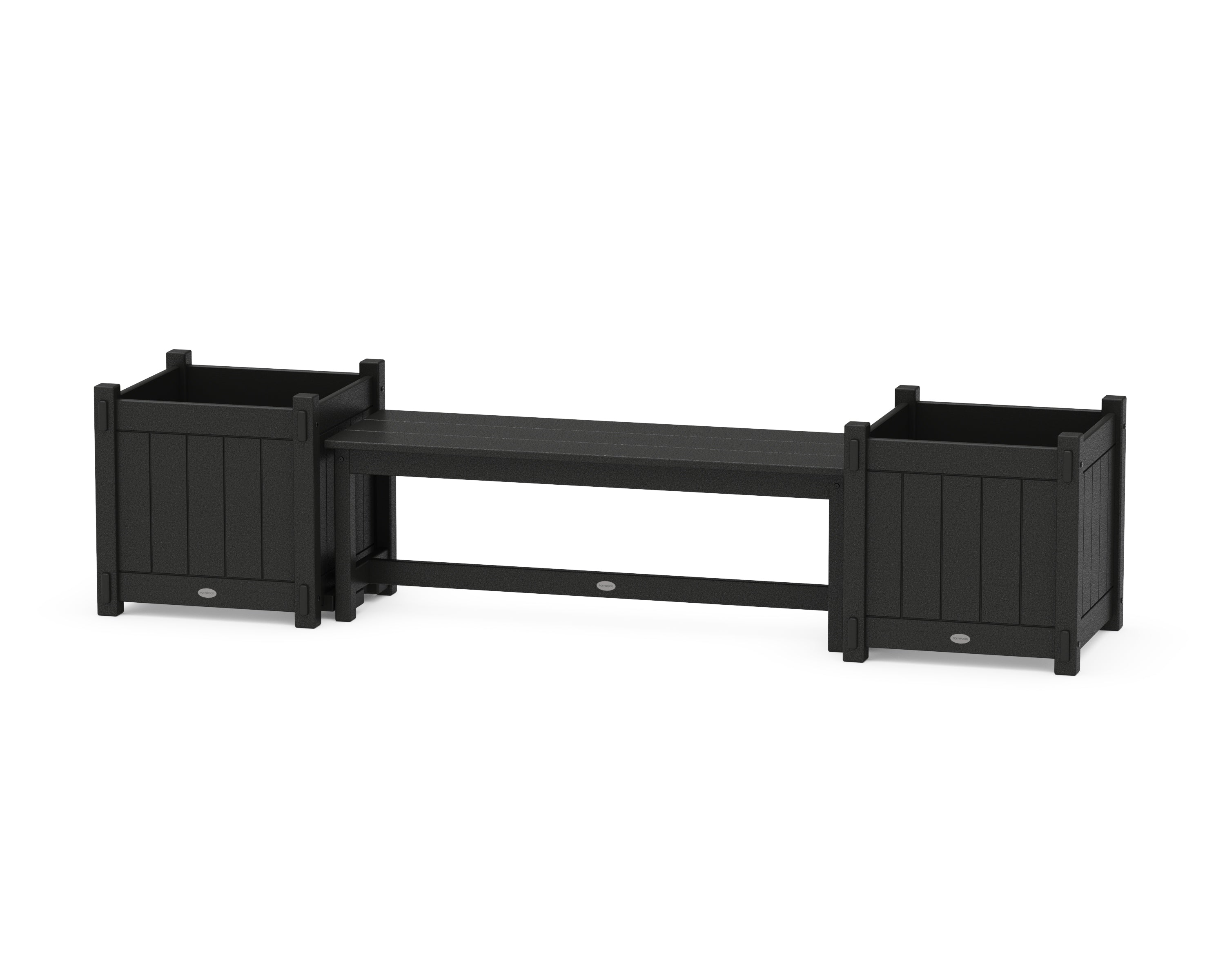 POLYWOOD 48" Vineyard Straight Planter Bench Set - Large in Black