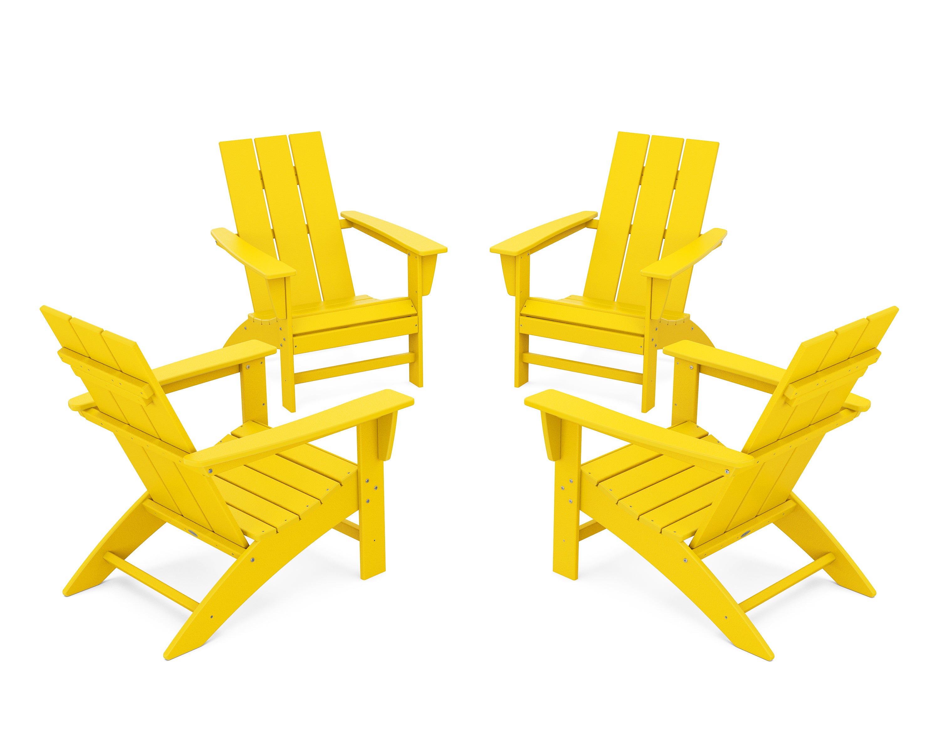 POLYWOOD 4-Piece Modern Adirondack Chair Conversation Set in Lemon
