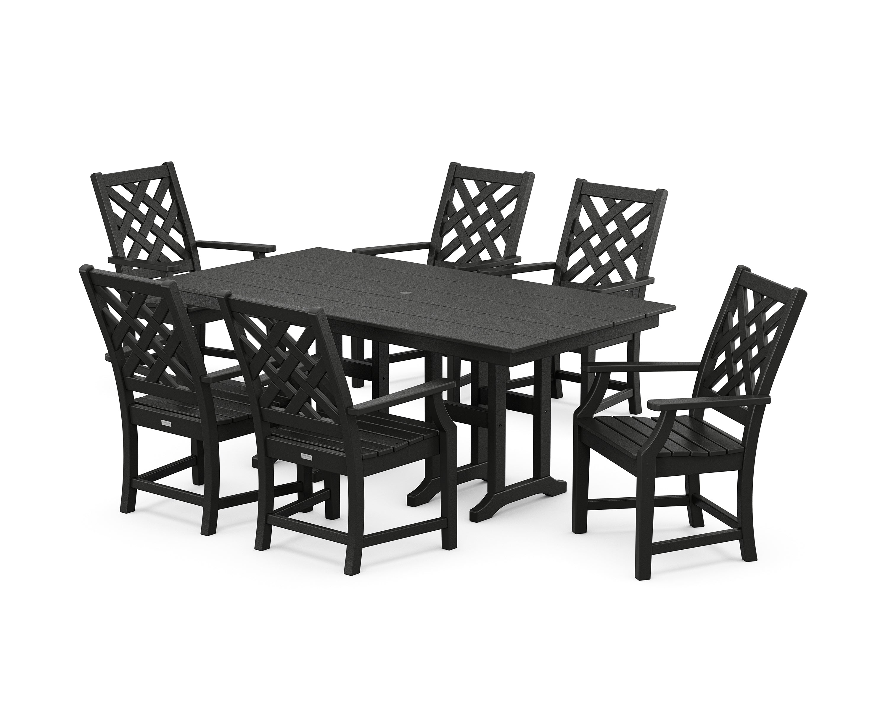 Country Living Wovendale Arm Chair 7-Piece Farmhouse Dining Set in Black