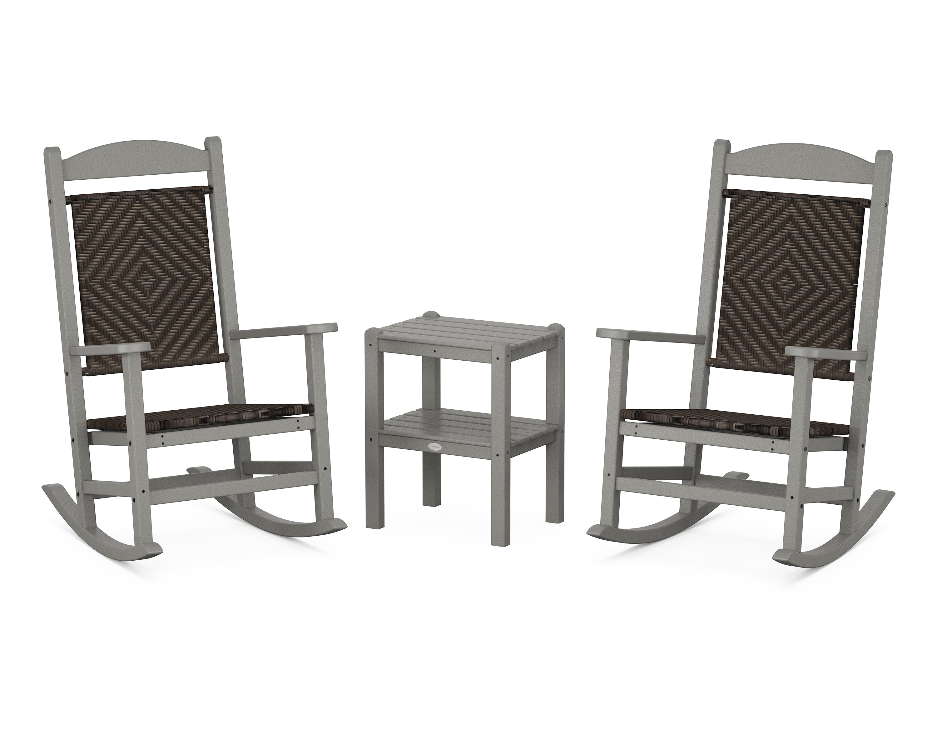 POLYWOOD Presidential Woven Rocker 3-Piece Set in Slate Grey / Cahaba