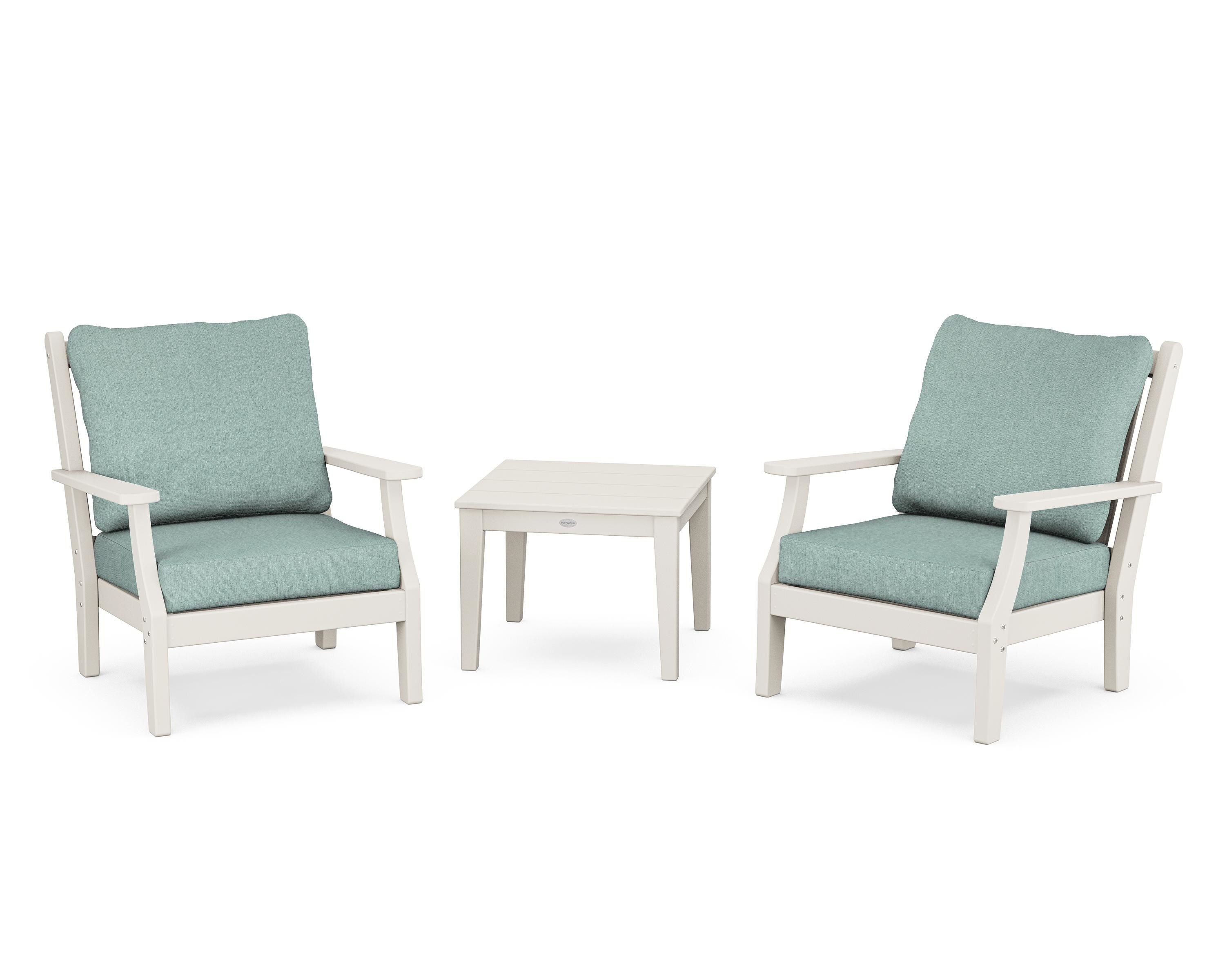 Country Living Wovendale 3-Piece Deep Seating Set in Sand / Glacier Spa