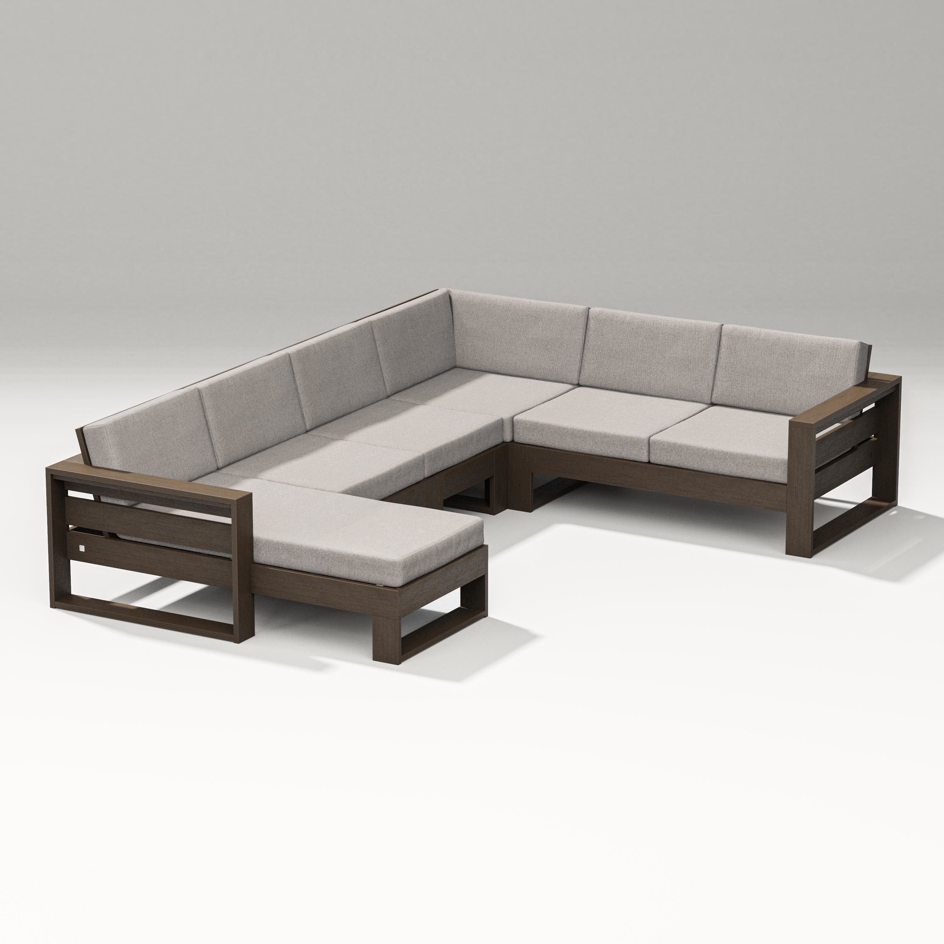 PW Designer Series Latitude Corner Sectional with Left Chaise in Kona / Weathered Tweed