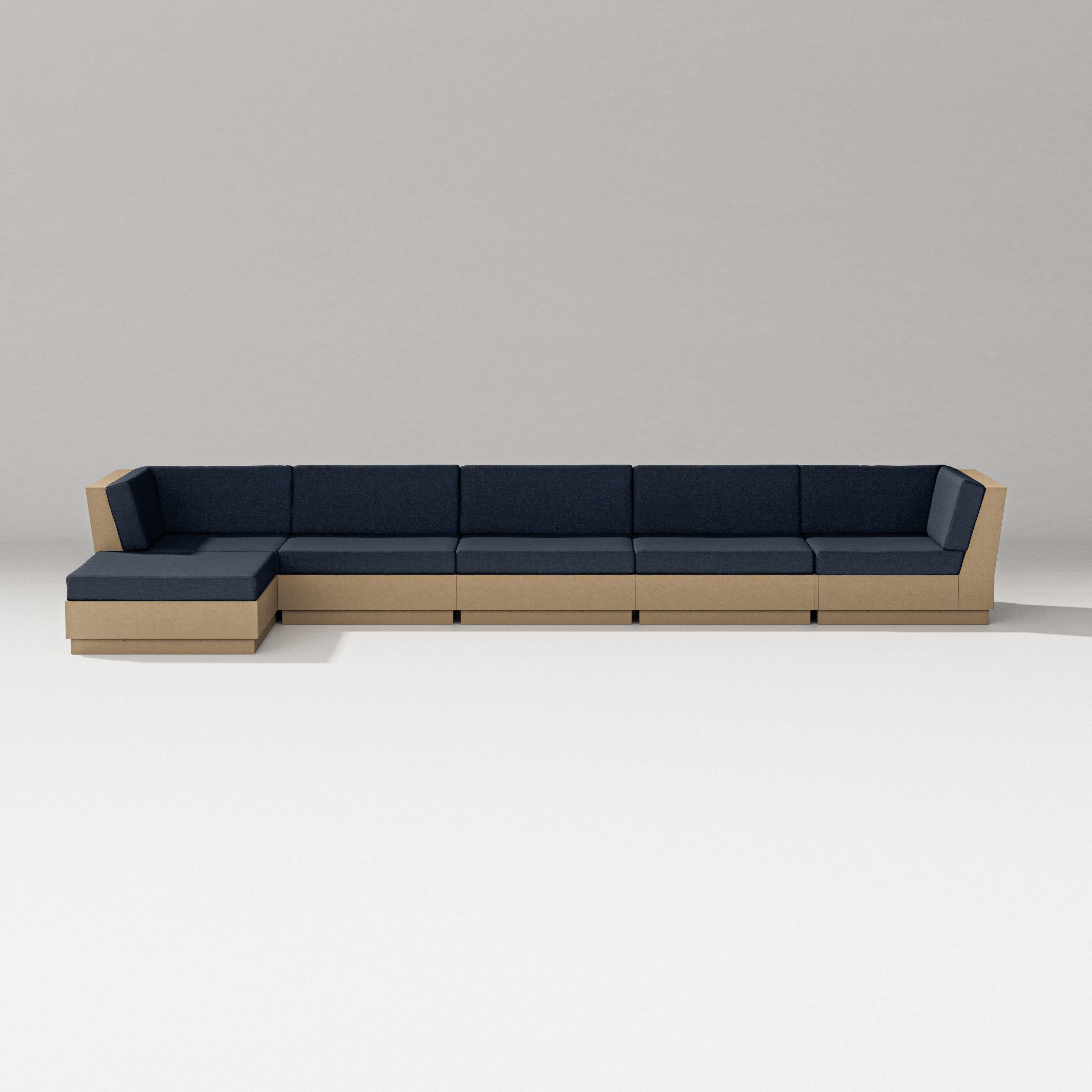 PW Designer Series Elevate 6-Piece Chaise Sectional in Vintage Sahara / Marine Indigo
