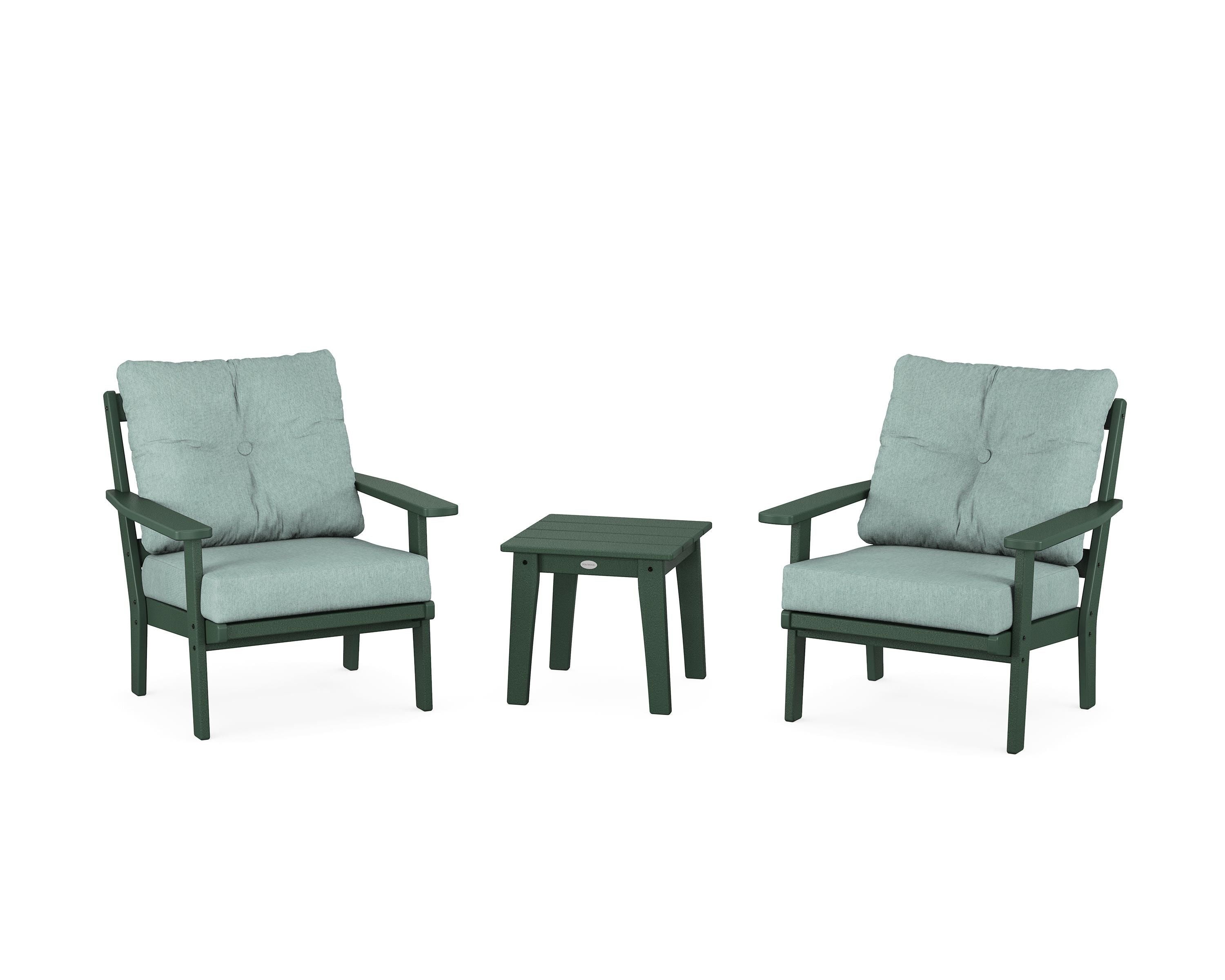 POLYWOOD Prairie 3-Piece Deep Seating Set in Green / Glacier Spa