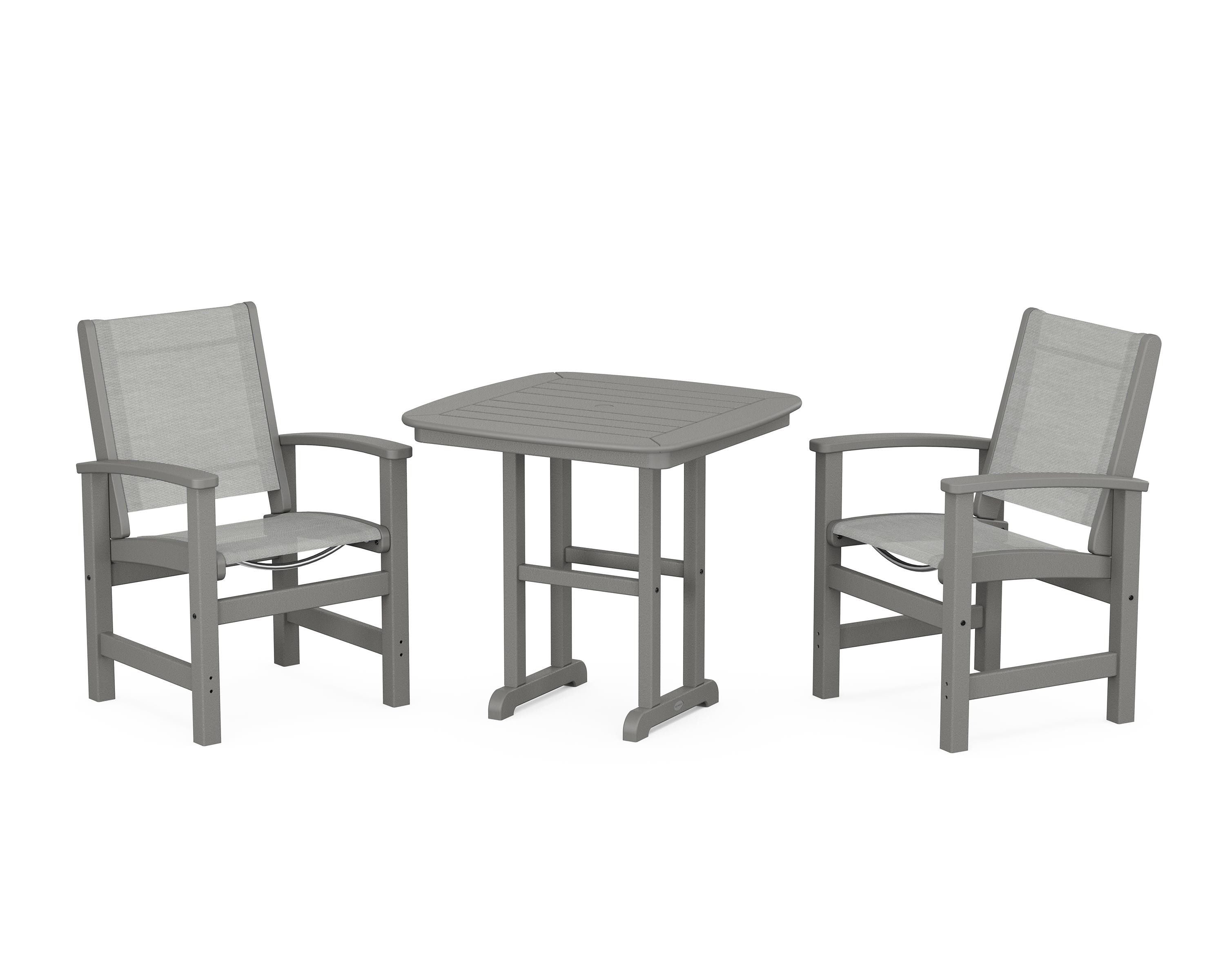 POLYWOOD Coastal 3-Piece Dining Set in Slate Grey / Metallic Sling