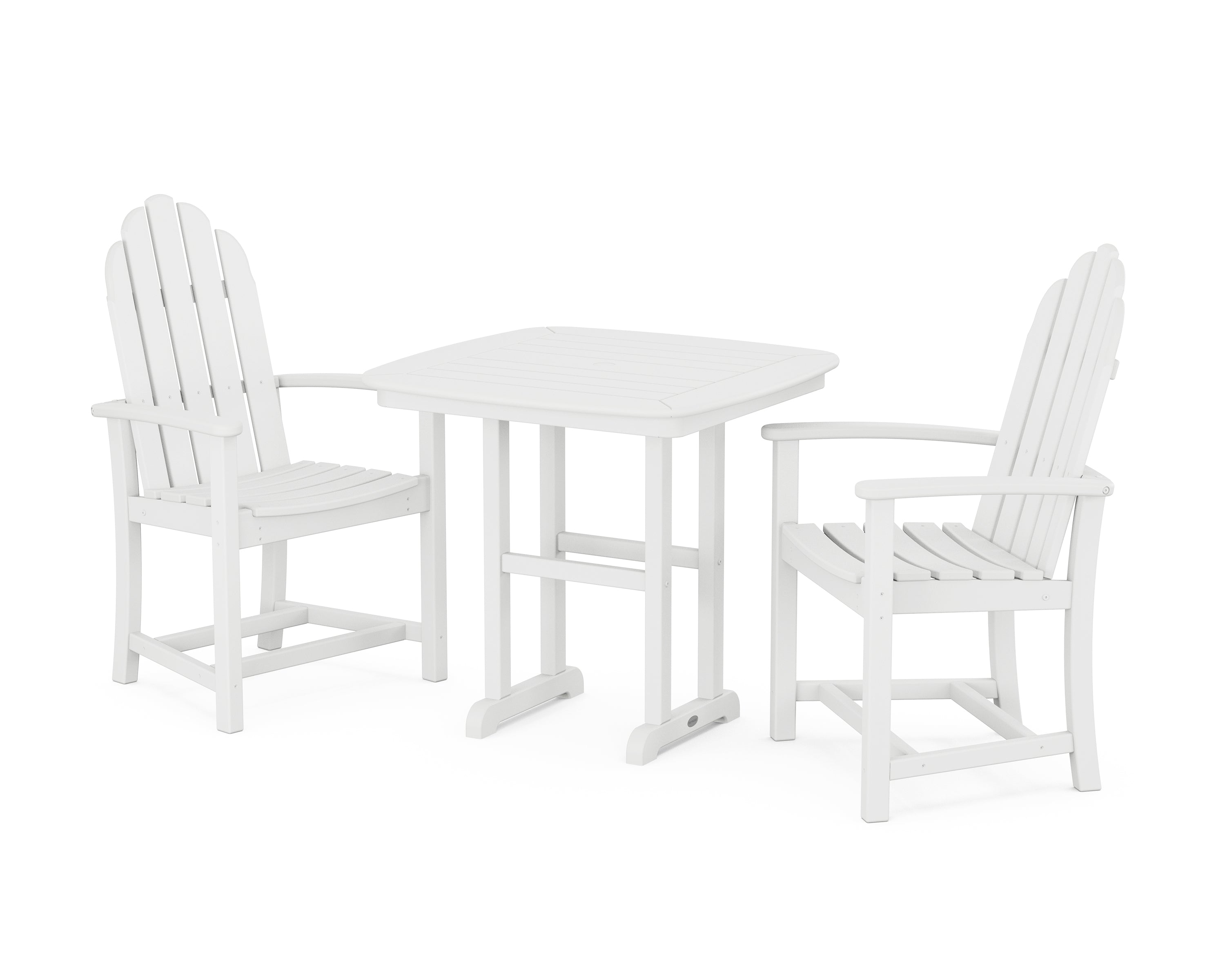 POLYWOOD Classic Adirondack 3-Piece Dining Set in White