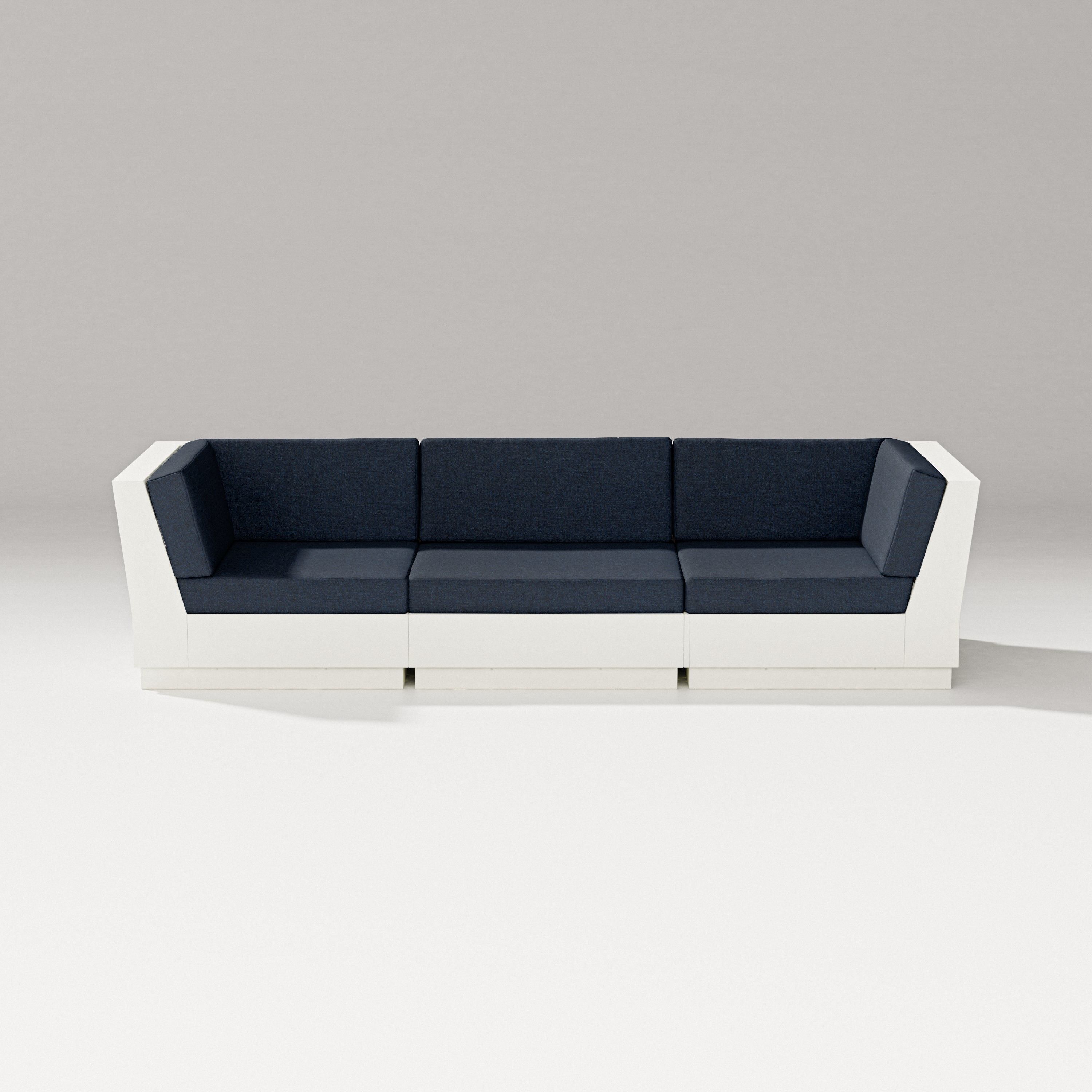 PW Designer Series Elevate Sofa Sectional in Vintage White / Marine Indigo