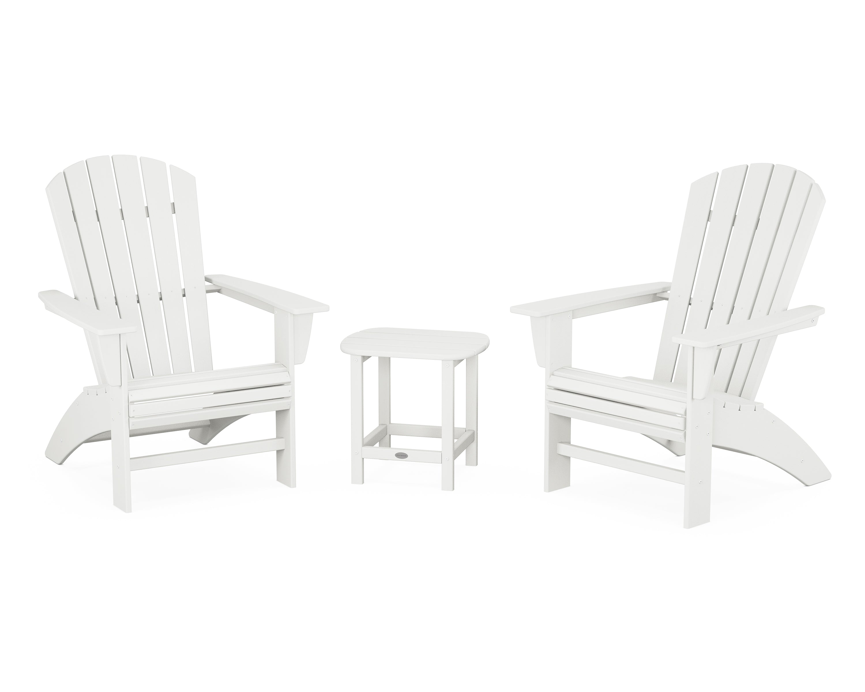POLYWOOD Nautical 3-Piece Curveback Adirondack Set in Vintage White
