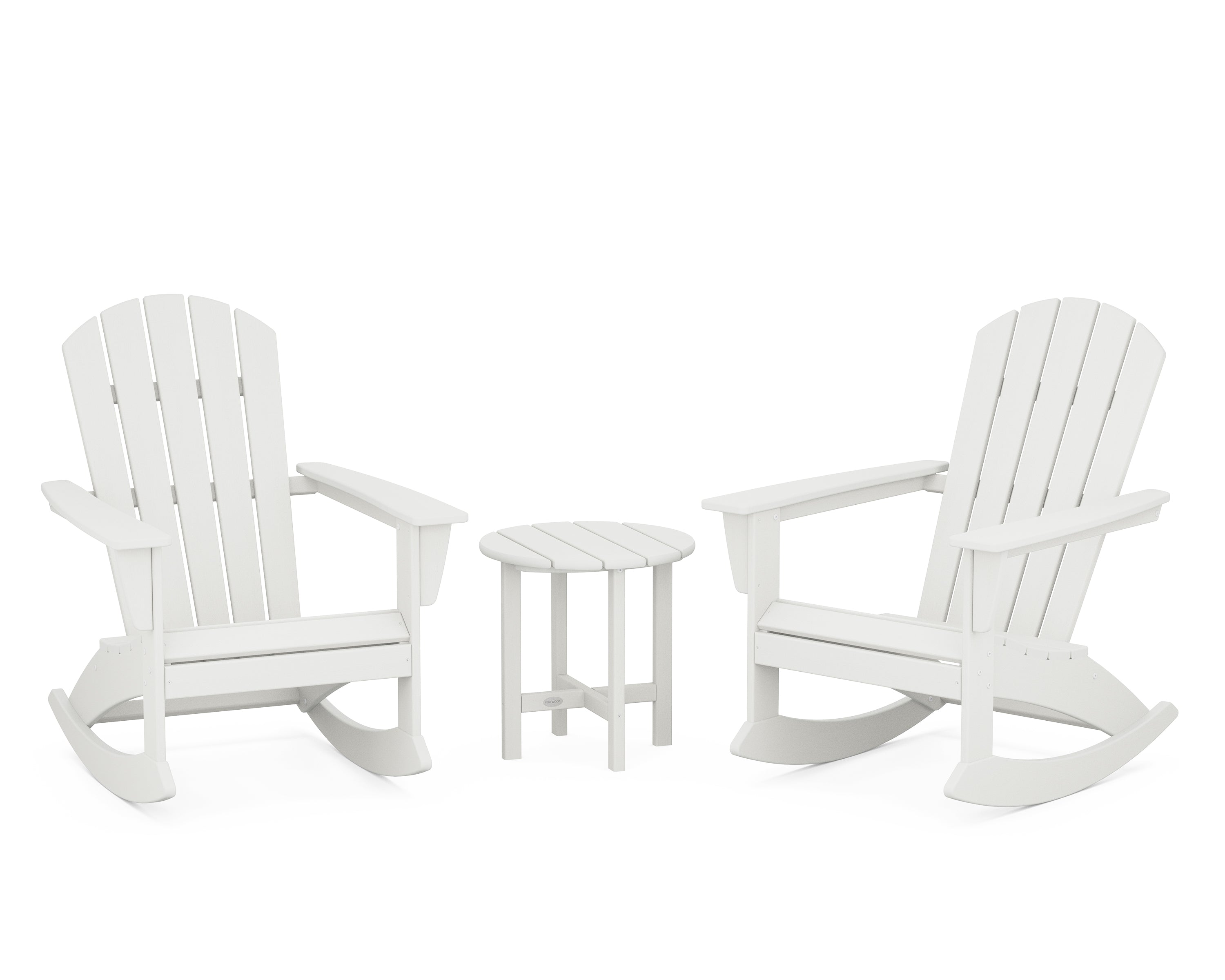 POLYWOOD Nautical 3-Piece Adirondack Rocking Chair Set in Vintage White