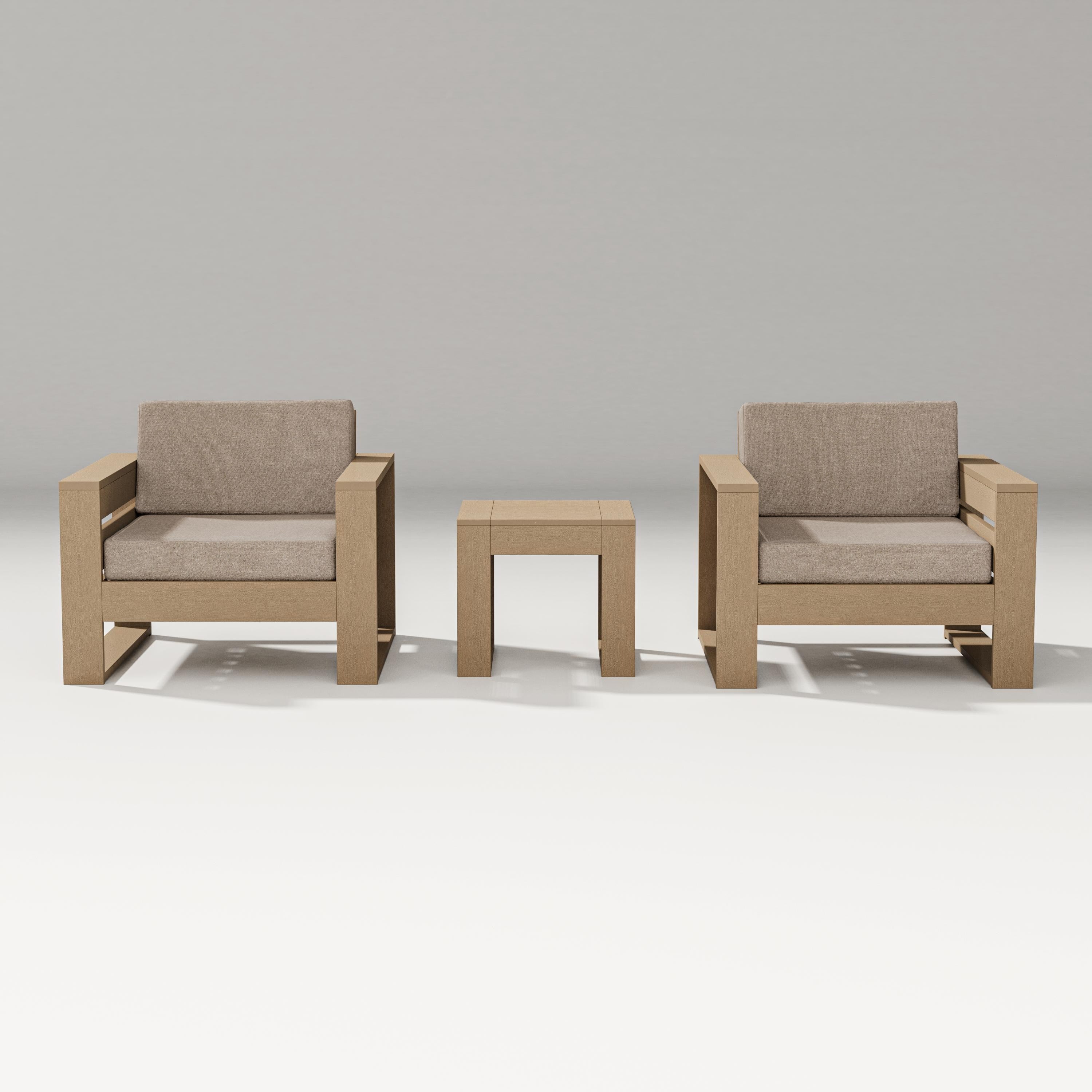 PW Designer Series Latitude 3-Piece Lounge Chair Set in Vintage Sahara / Spiced Burlap