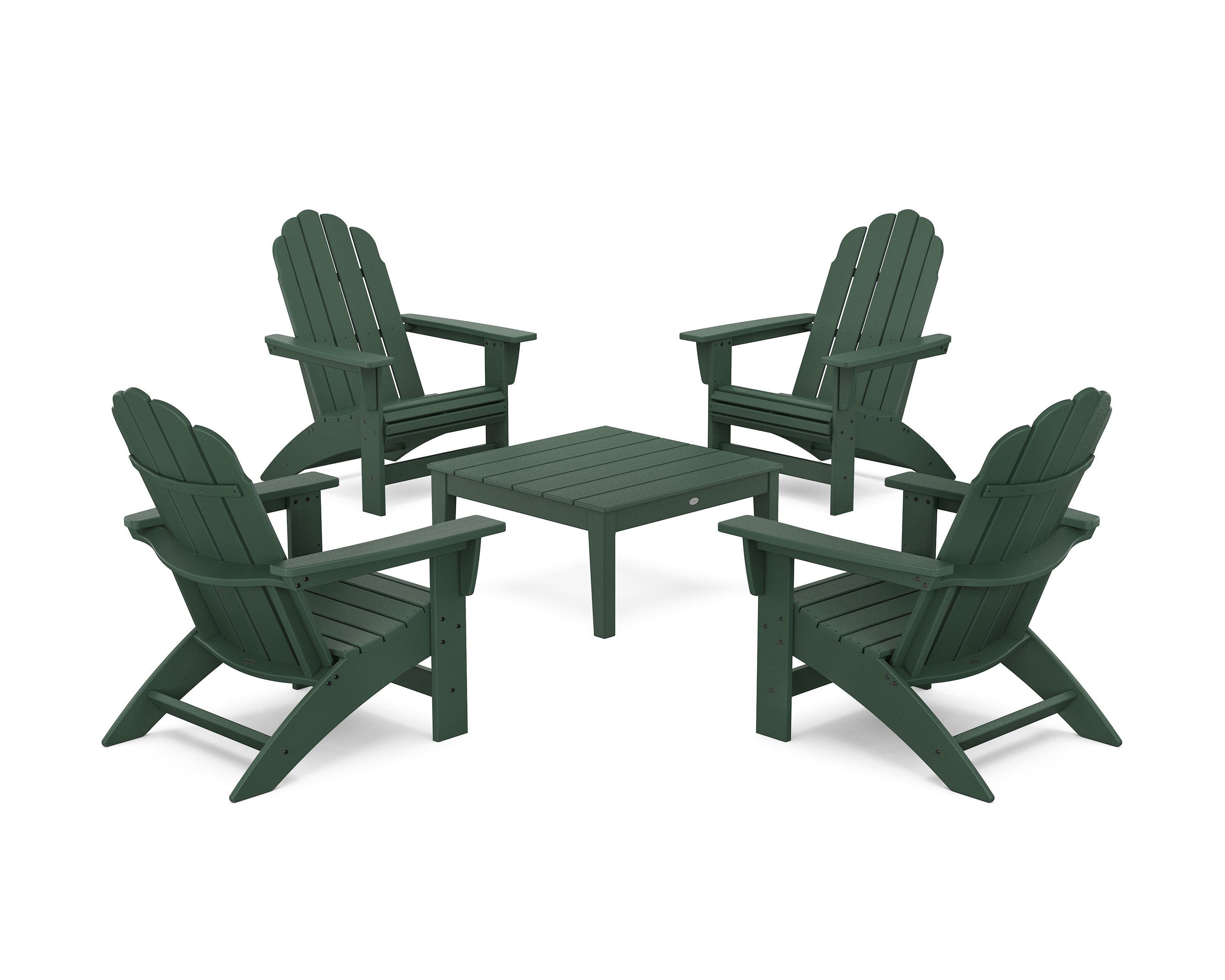 POLYWOOD 5-Piece Vineyard Grand Adirondack Chair Conversation Group in Green