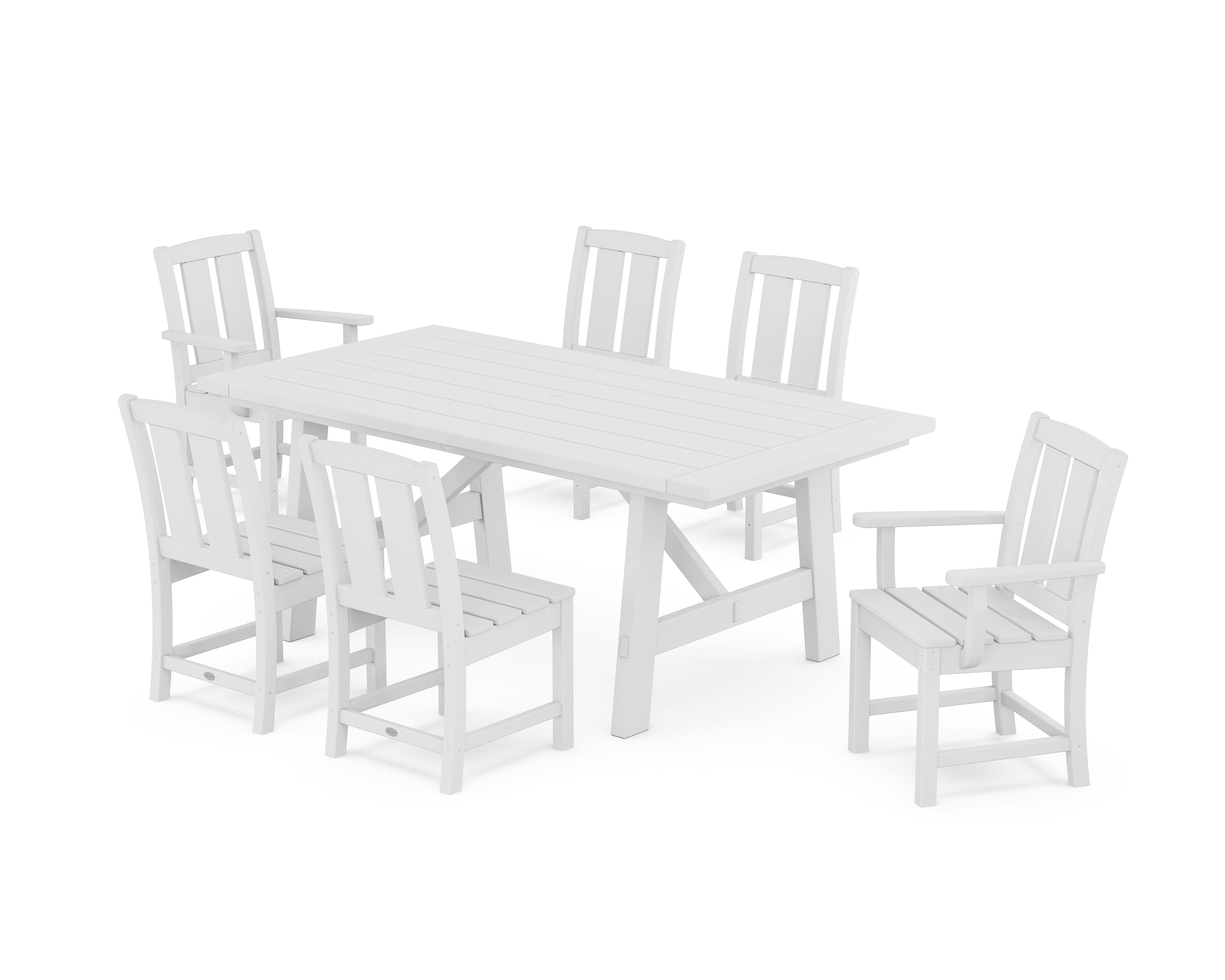 POLYWOOD Mission 7-Piece Rustic Farmhouse Dining Set in White