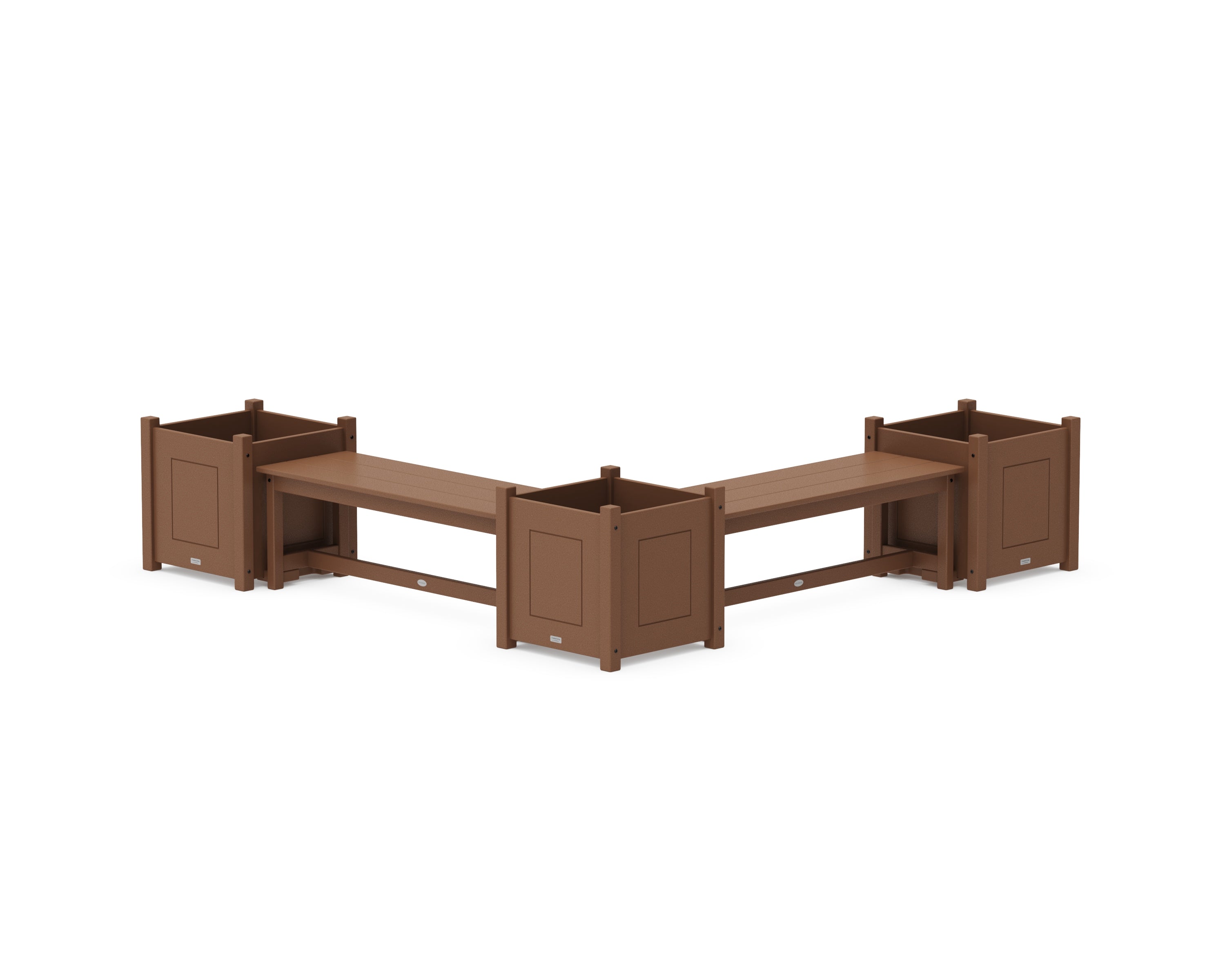 POLYWOOD 48" Country Living L- Shaped Planter Bench Corner Set - Large in Teak