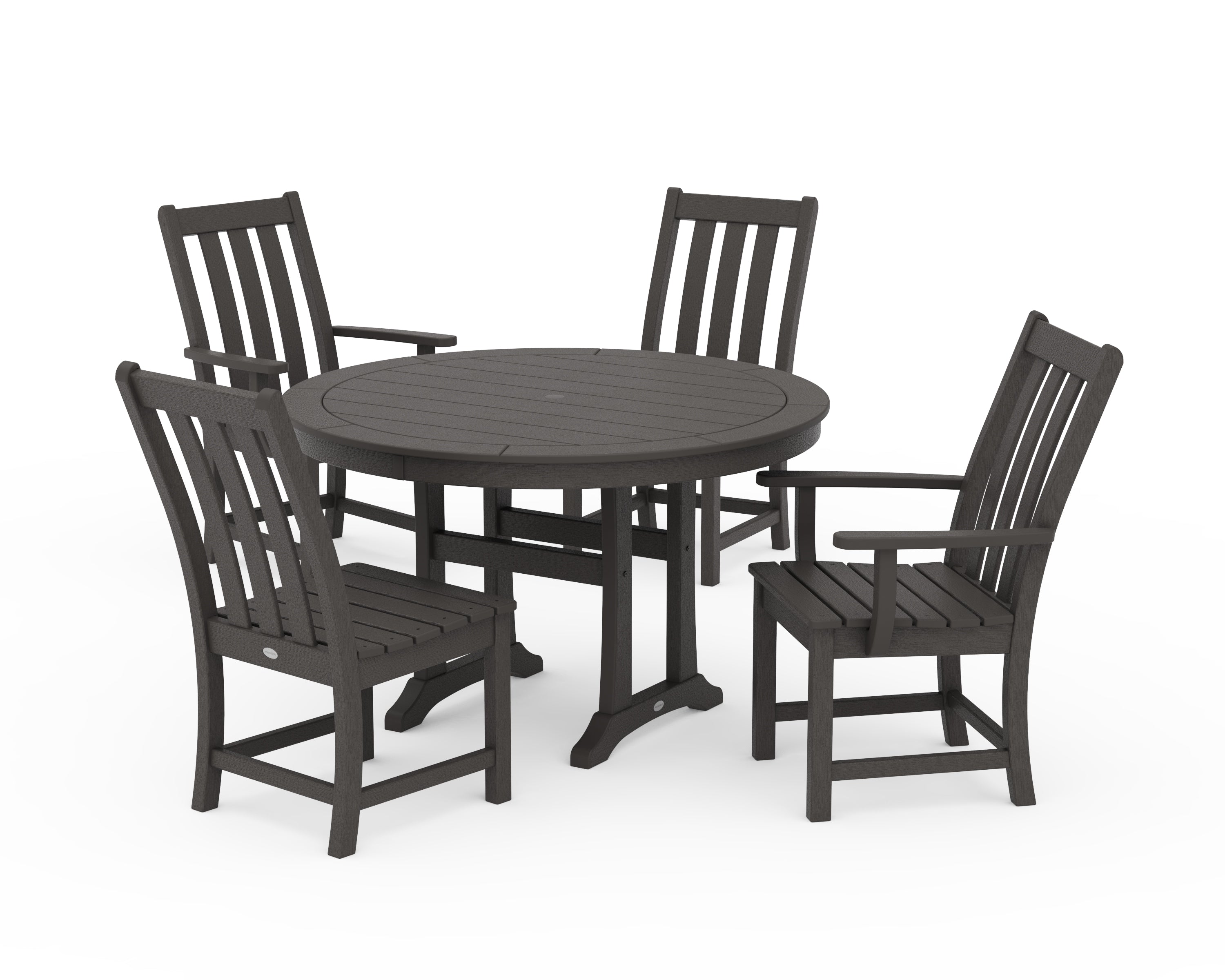 POLYWOOD Vineyard 5-Piece Nautical Trestle Dining Set in Vintage Coffee