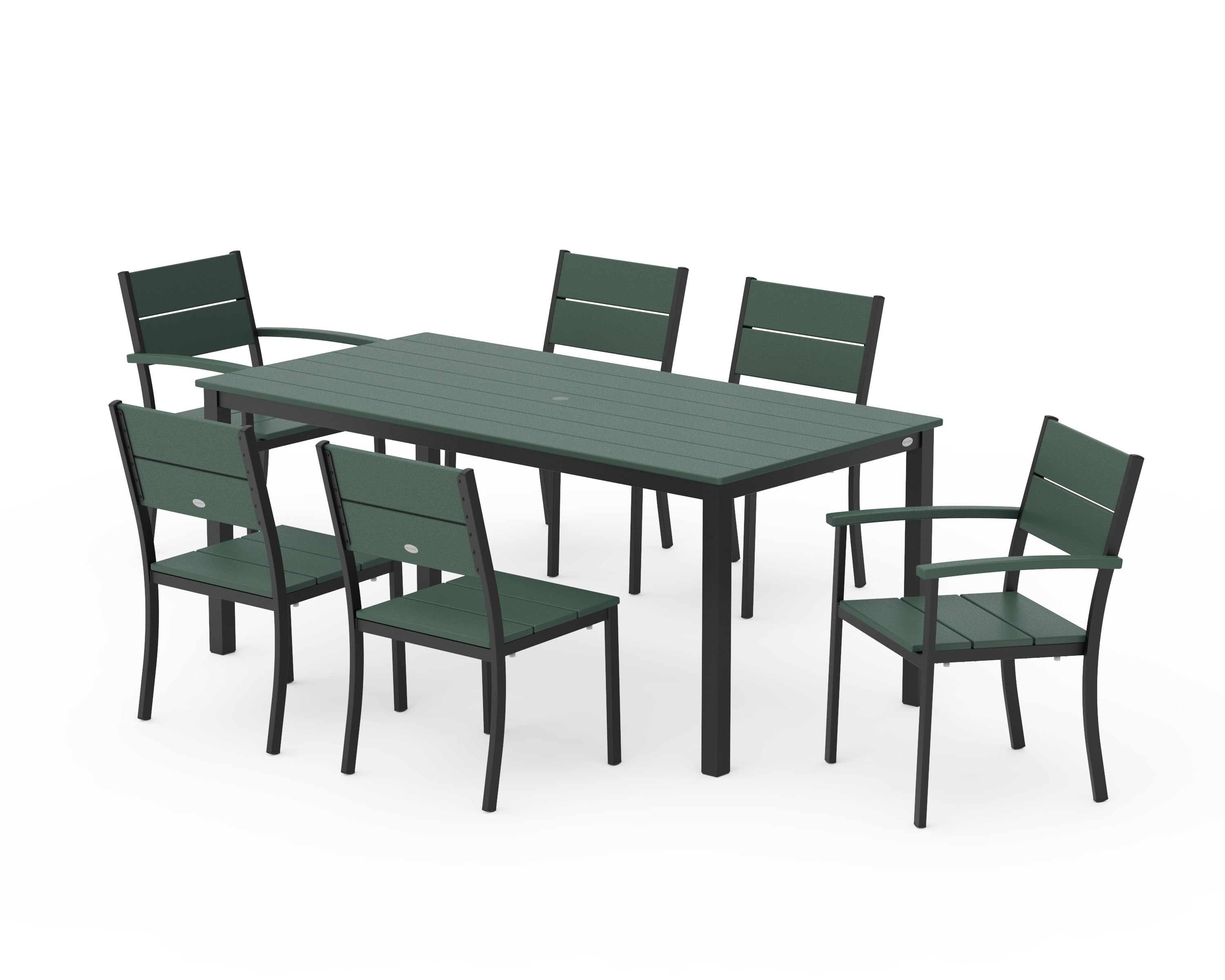 POLYWOOD Main Street 7-Piece Dining Set in Black / Green