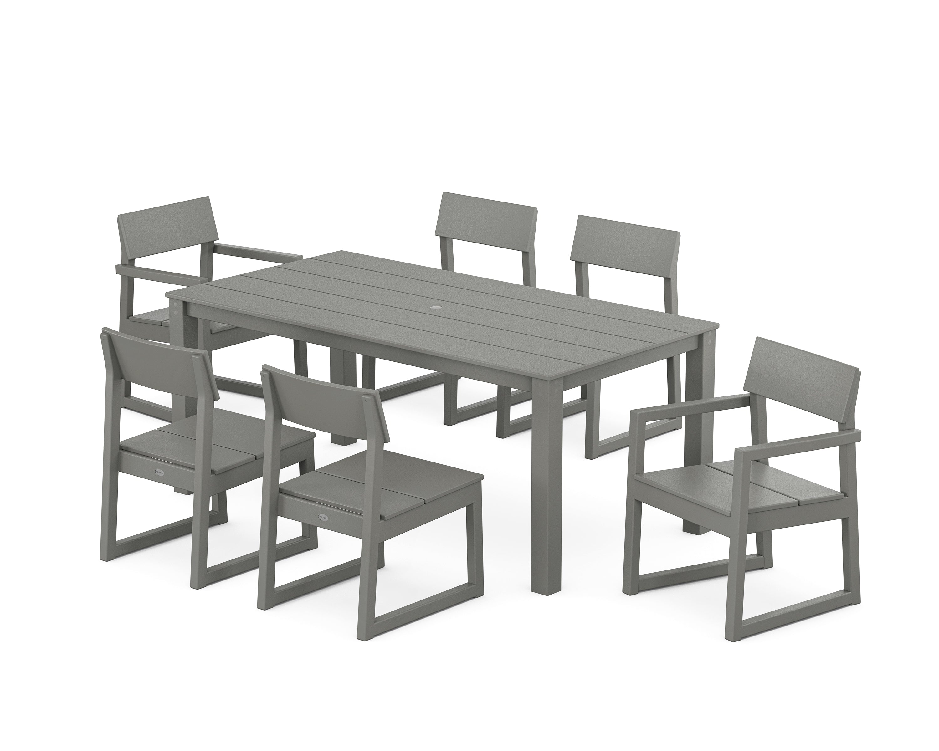 POLYWOOD EDGE 7-Piece Parsons Dining Set in Slate Grey