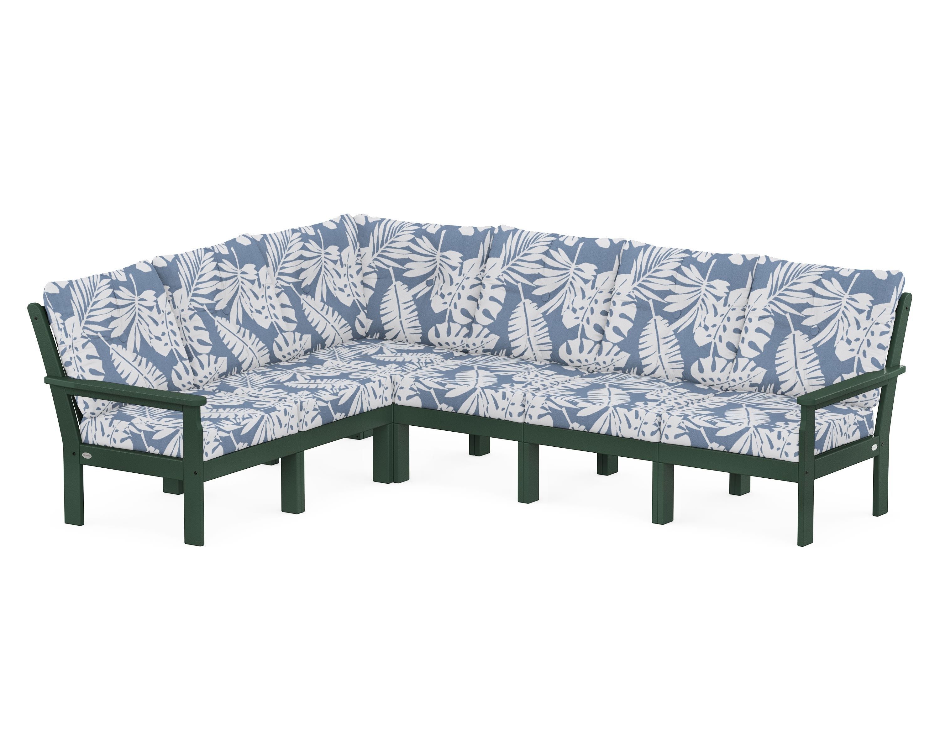 POLYWOOD Vineyard 6-Piece Sectional in Green / Leaf Sky Blue