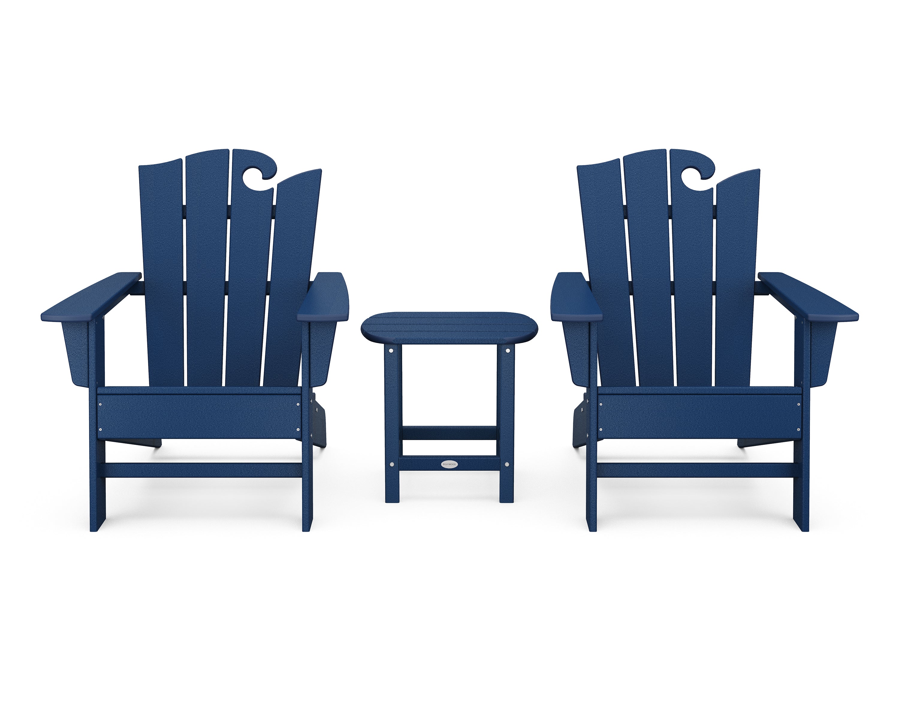 POLYWOOD Wave 3-Piece Adirondack Set with The Ocean Chair in Navy