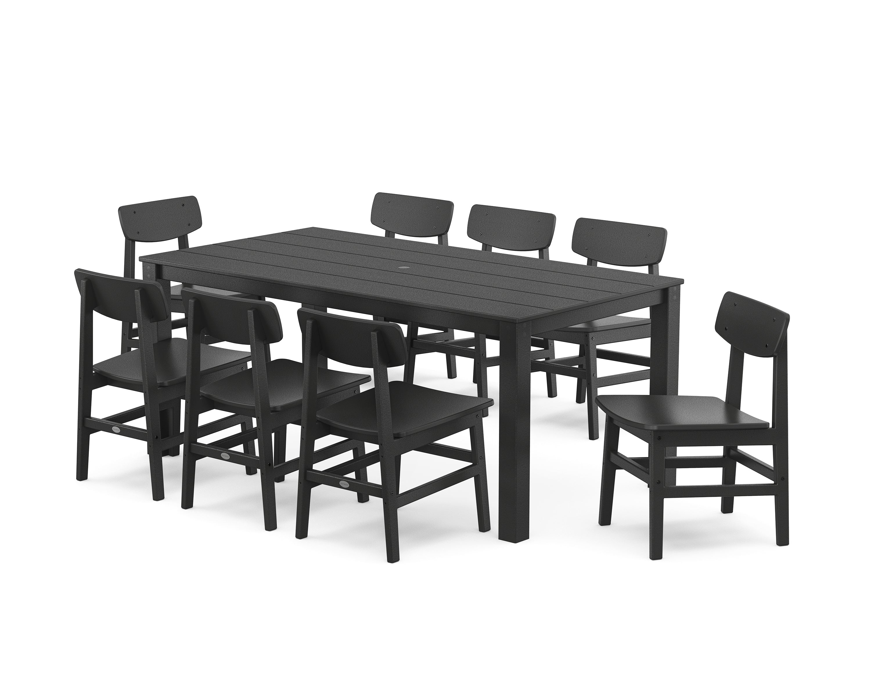 POLYWOOD Modern Studio Urban Chair 9-Piece Parsons Dining Set in Black