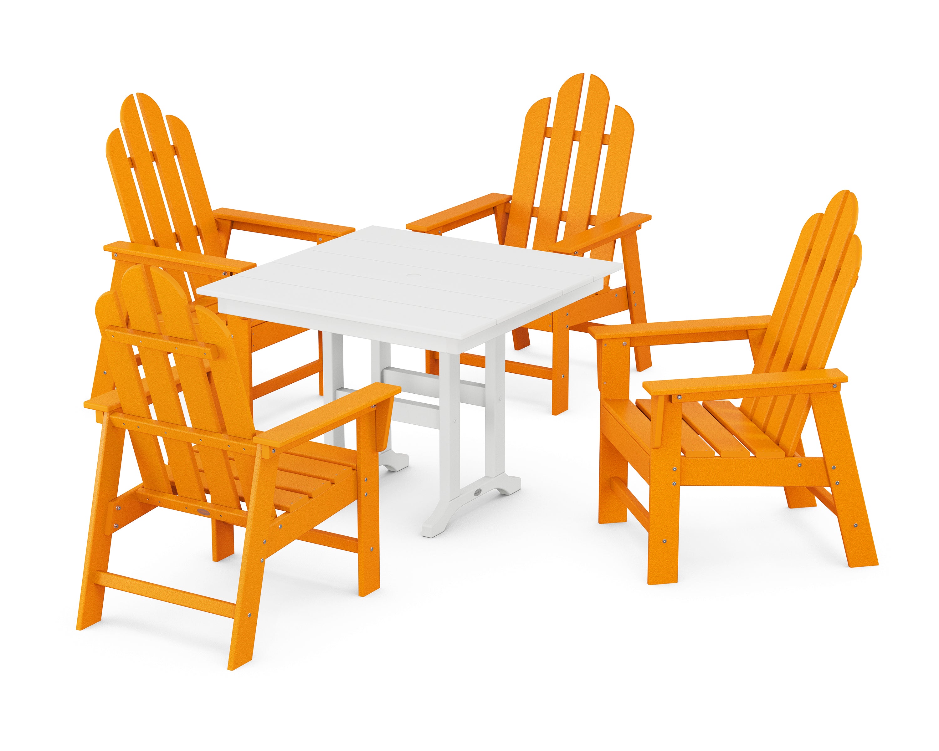 POLYWOOD Long Island 5-Piece Farmhouse Dining Set in Tangerine / White