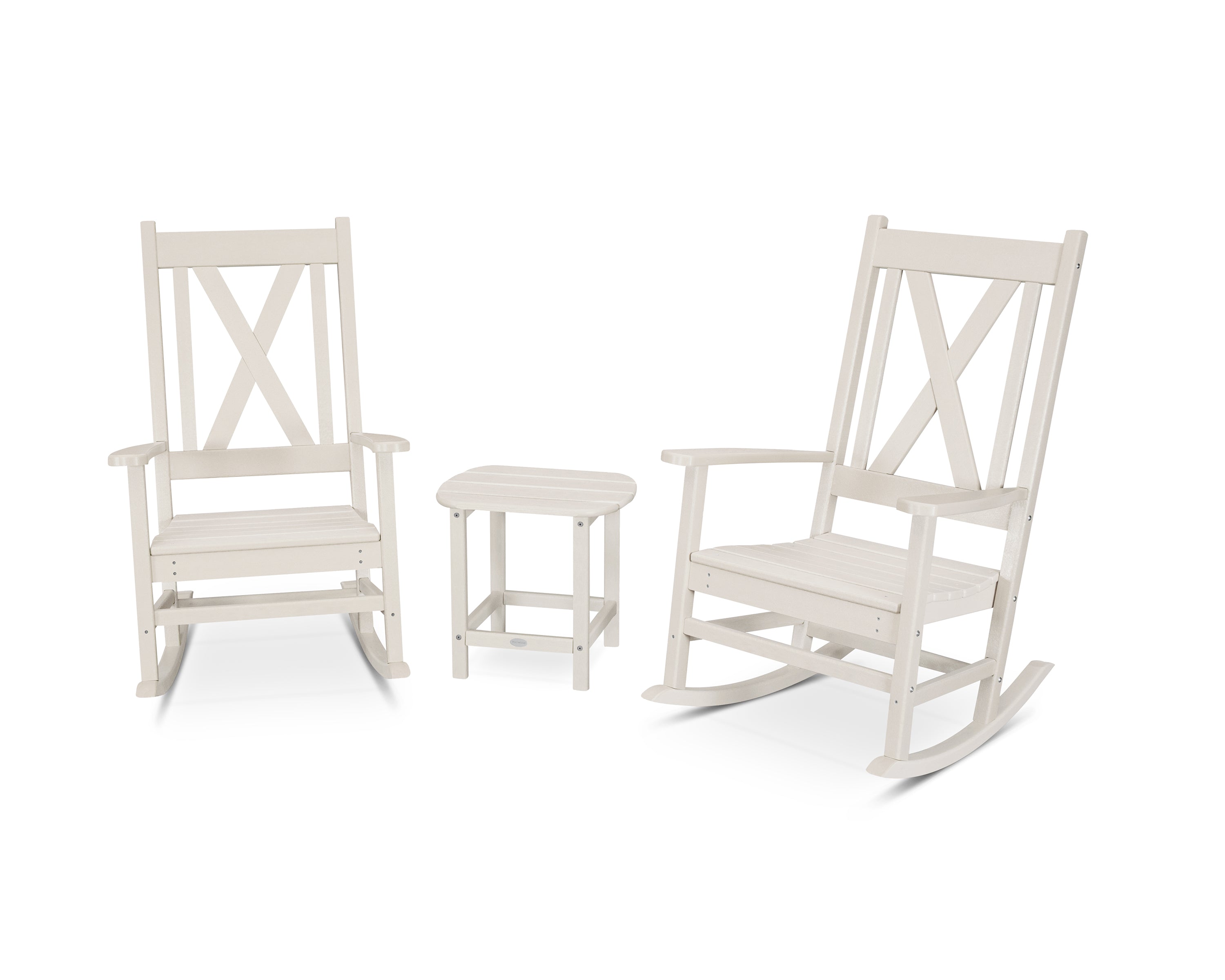 POLYWOOD Braxton 3-Piece Porch Rocking Chair Set in Sand