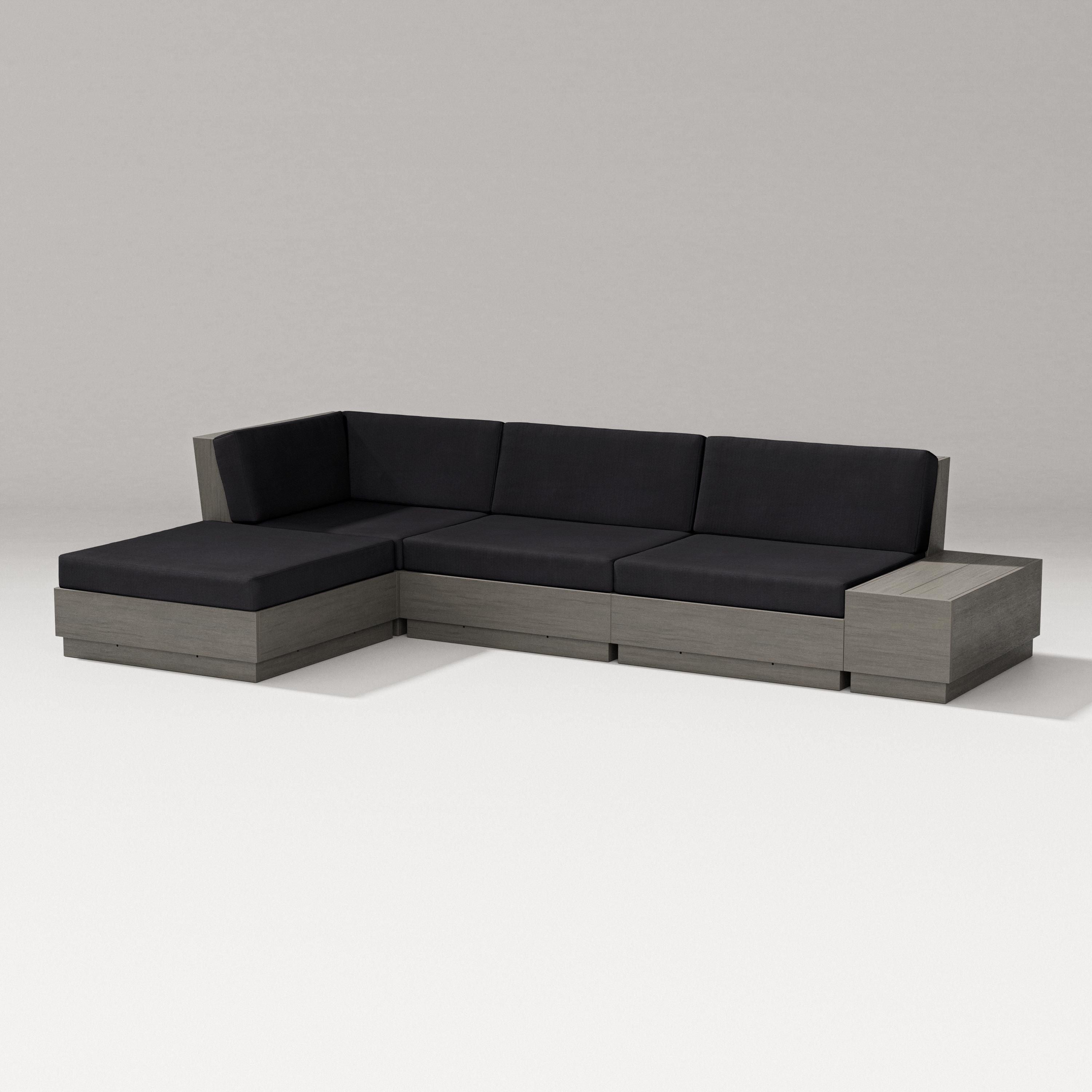 PW Designer Series Elevate Chaise Sectional in Driftwood / Midnight Linen