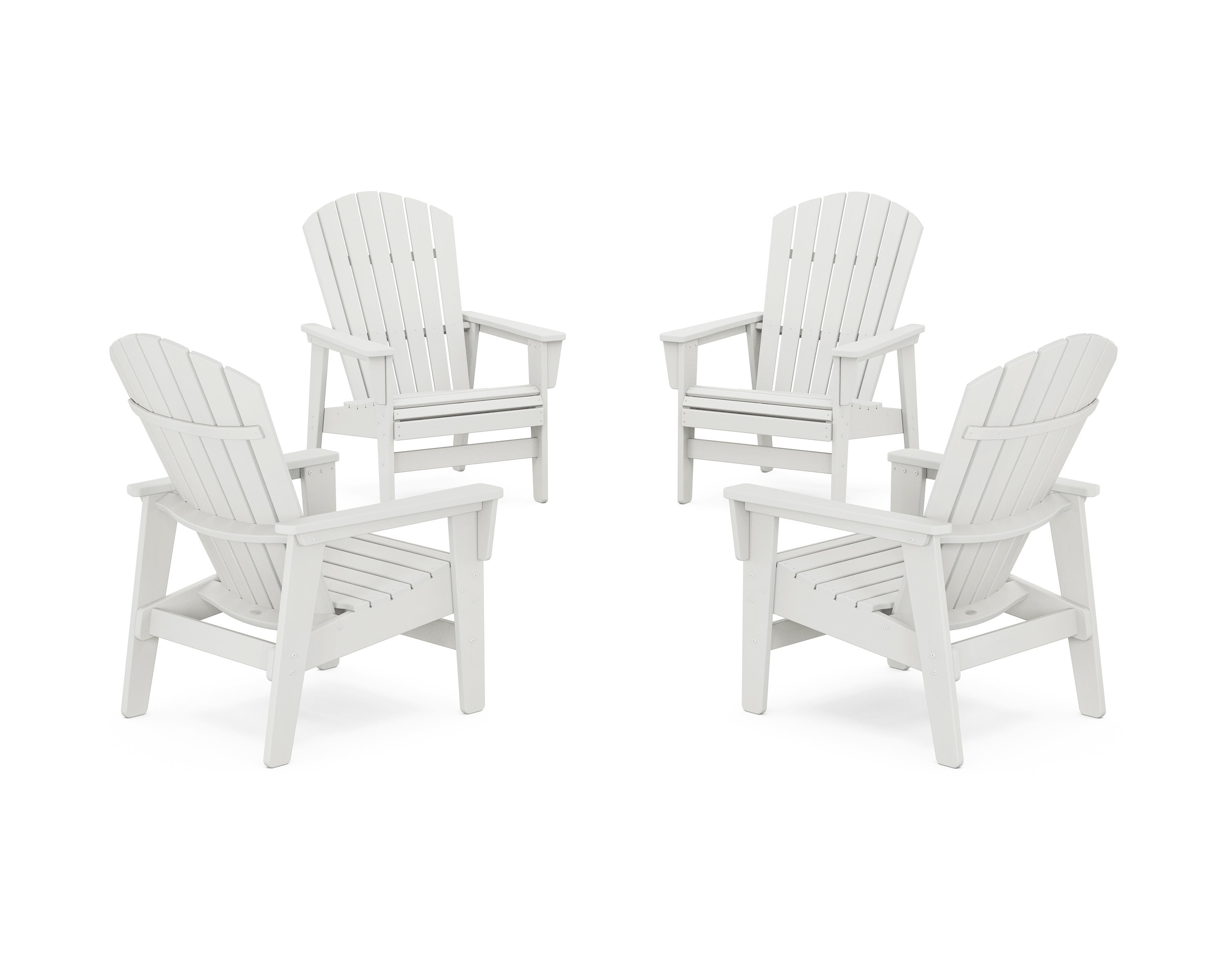 POLYWOOD 4-Piece Nautical Grand Upright Adirondack Chair Conversation Set in Vintage White