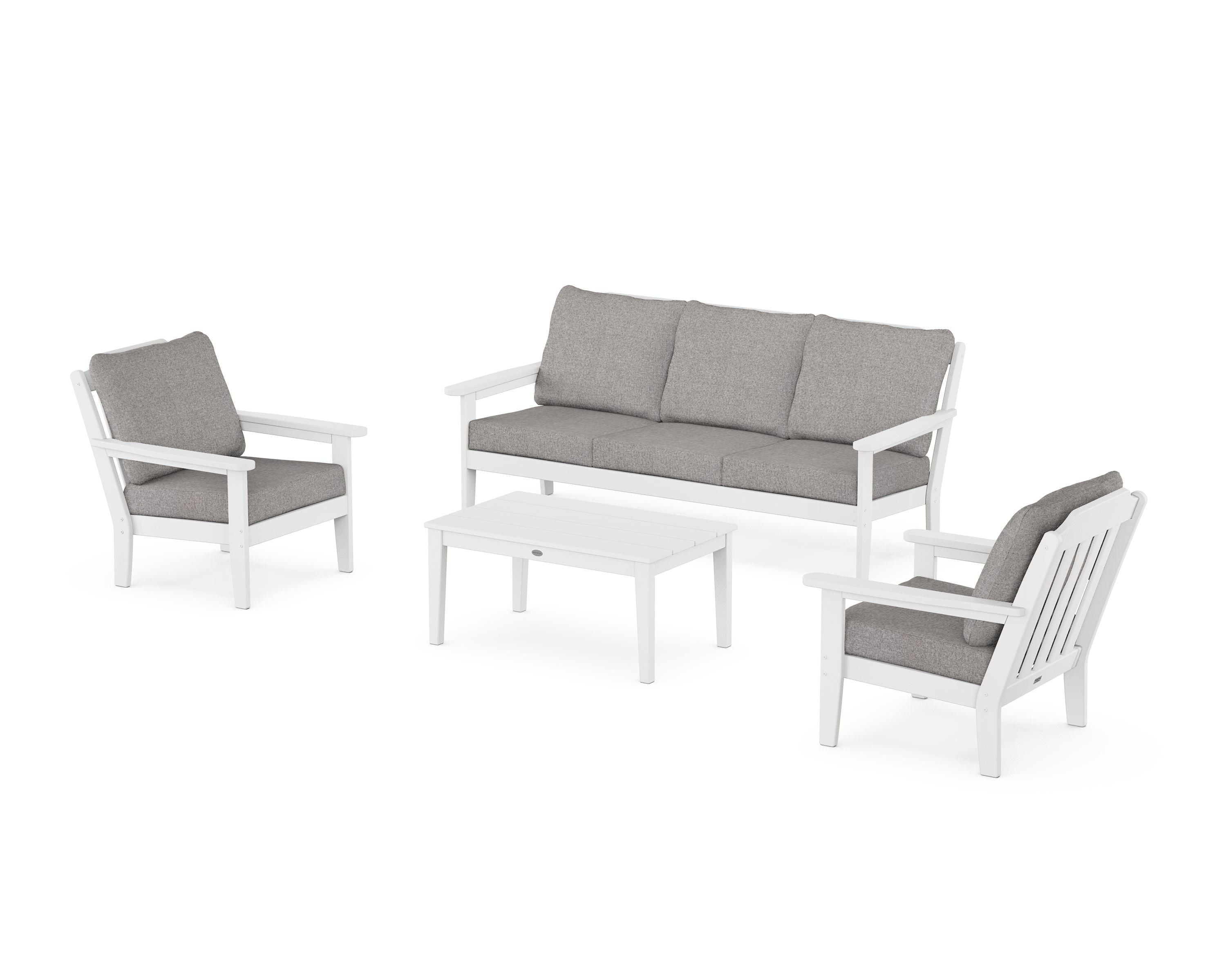 Country Living Cottage 4-Piece Deep Seating Set with Sofa in White / Grey Mist
