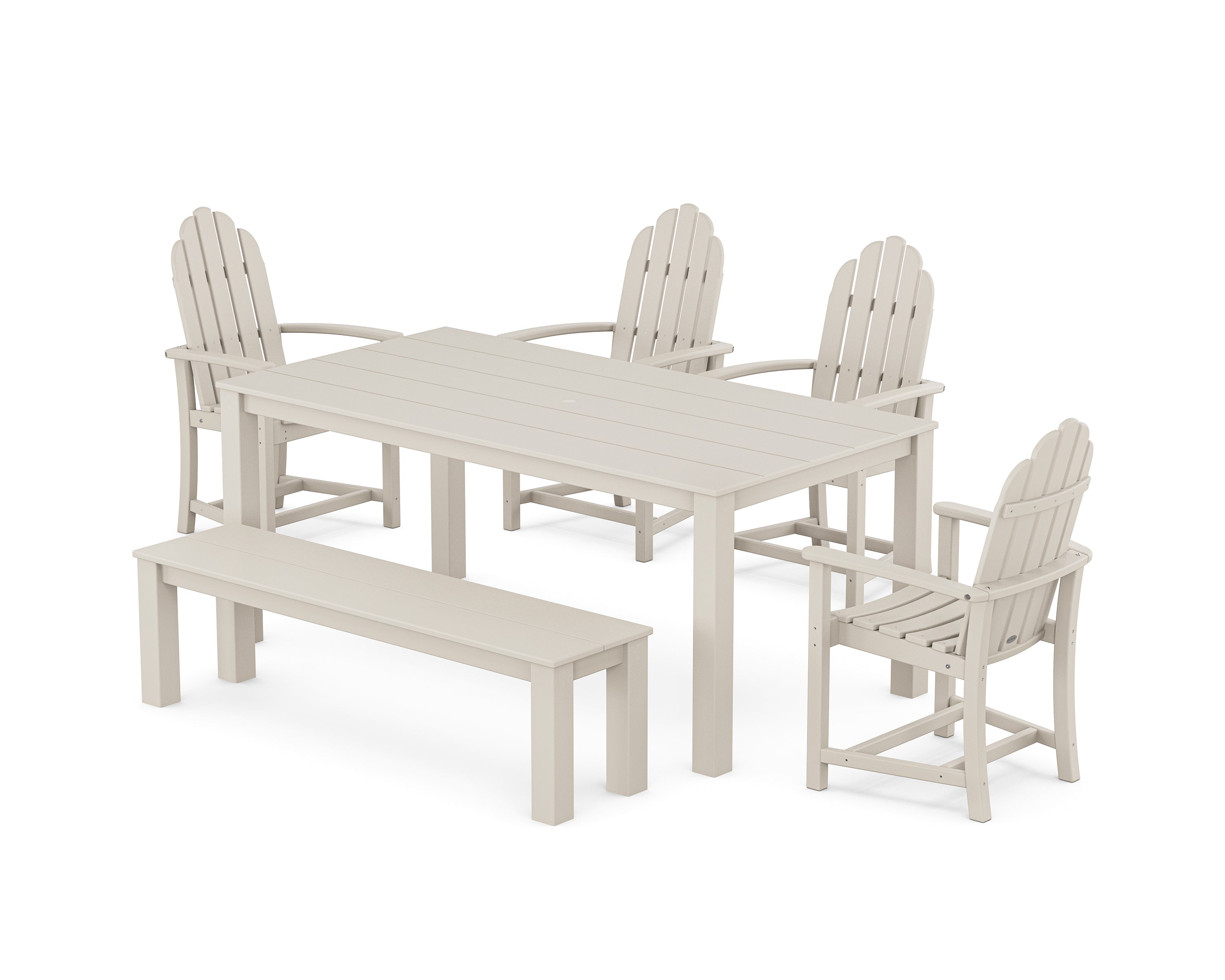 POLYWOOD Classic Adirondack 6-Piece Parsons Dining Set with Bench in Sand